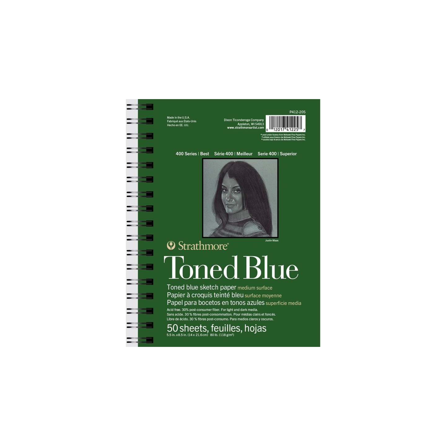 Strathmore 400 Series Sketch Pad, Recycled, Toned Blue, Side Wire Binding, 50 Sheet, 5.5x8.5 inch, 1 Count