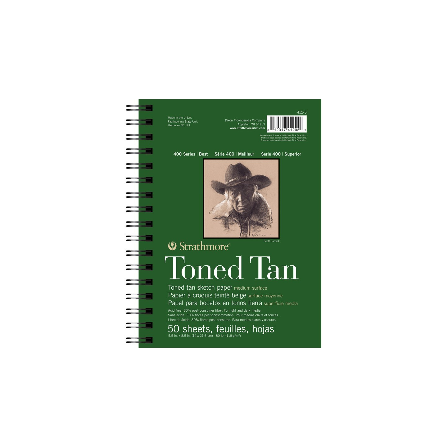 Strathmore 400 Series Sketch Pad, Recycled, Toned Tan, Side Wire Binding, 50 Sheet, 5.5x8.5 inch, 1 Count