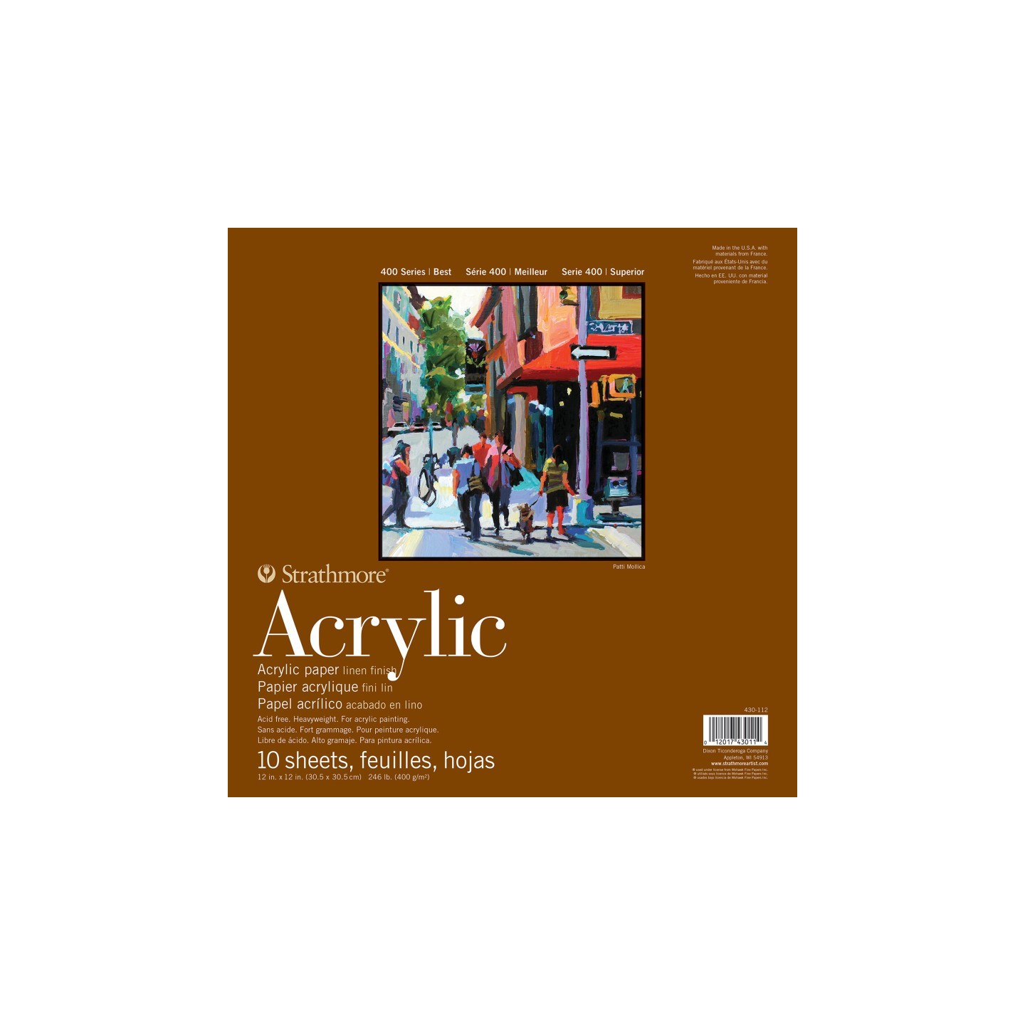 Strathmore 400 Series Acrylic Pad, Glue Binding, 10 Sheet, 12x12 inch, 1 Count