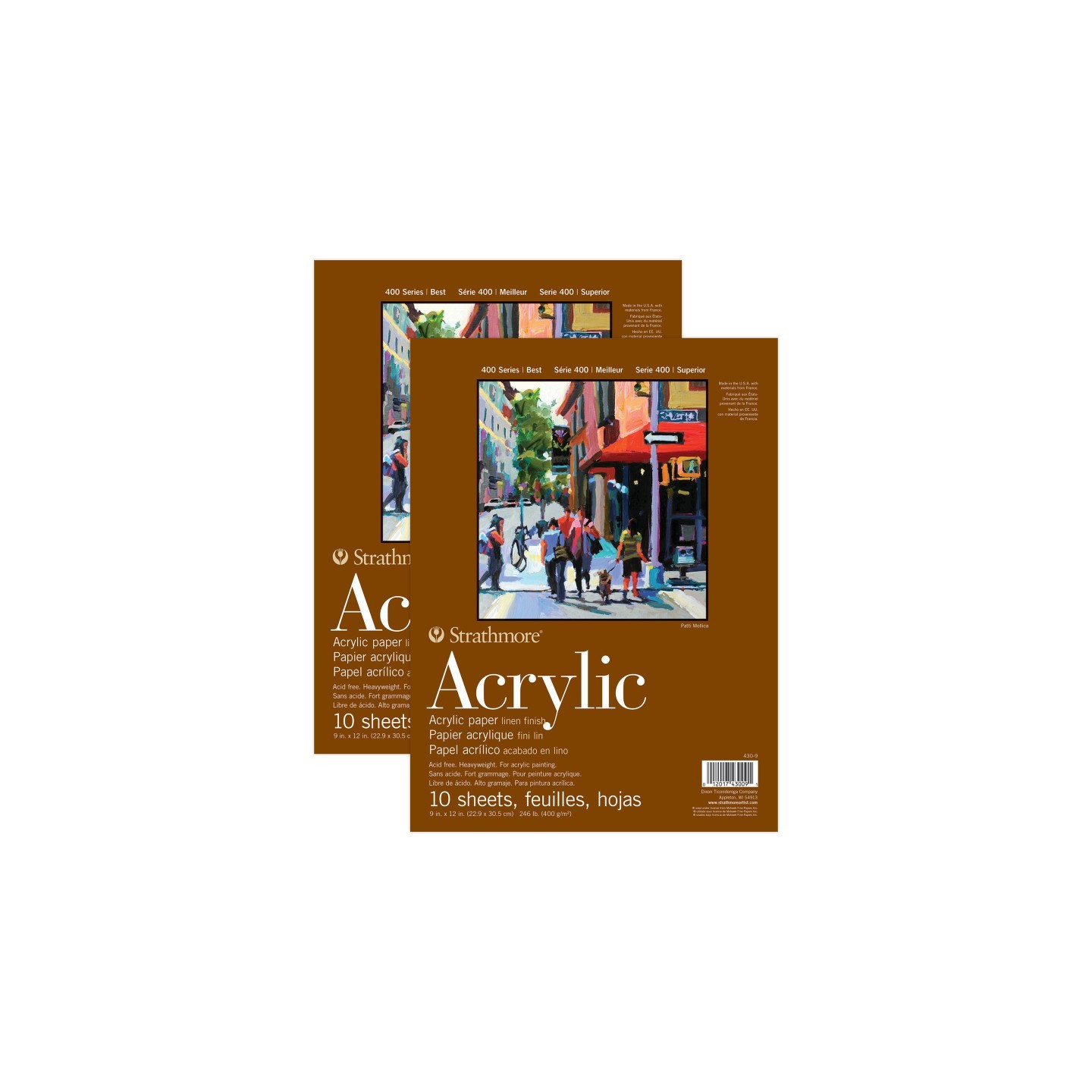 Strathmore 400 Series Acrylic Pad, Glue Binding, 10 Sheet, 9x12 inch, Pack of 2