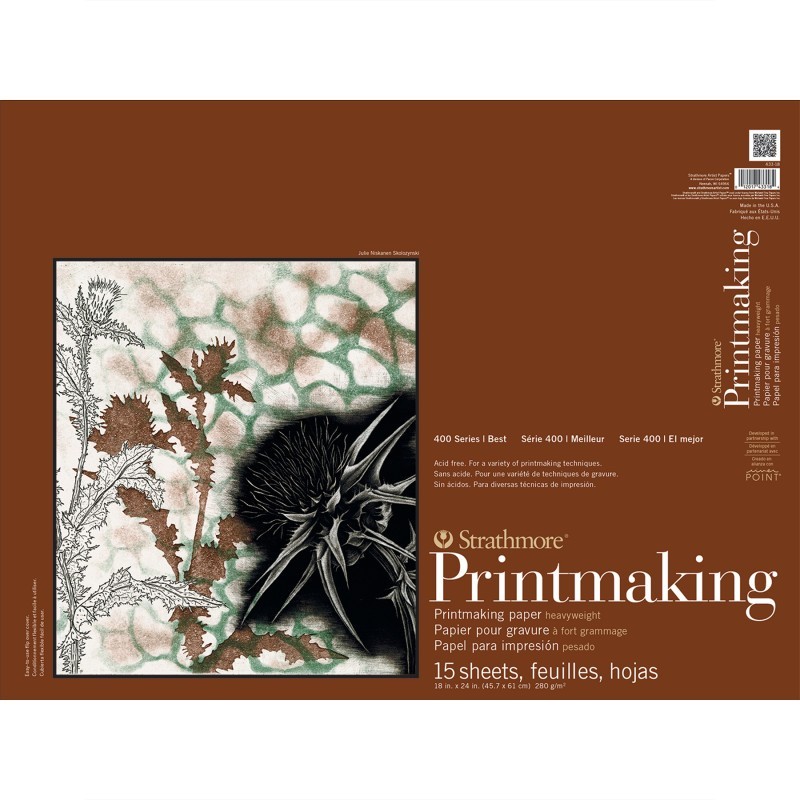 Strathmore 400 Series Printmaking Paper Pad, Heavyweight, Glue Binding, 15 Sheet, 18x24 inch, 1 Count
