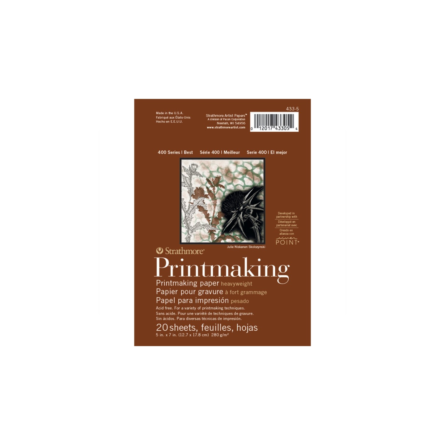 Strathmore 400 Series Printmaking Paper Pad, Heavyweight, Glue Binding, 20 Sheet, 5x7 inch, 1 Count
