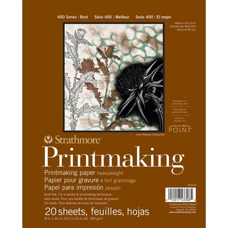 Strathmore 400 Series Printmaking Paper Pad, Heavyweight, Glue Binding, 20 Sheet, 8x10 inch, 1 Count