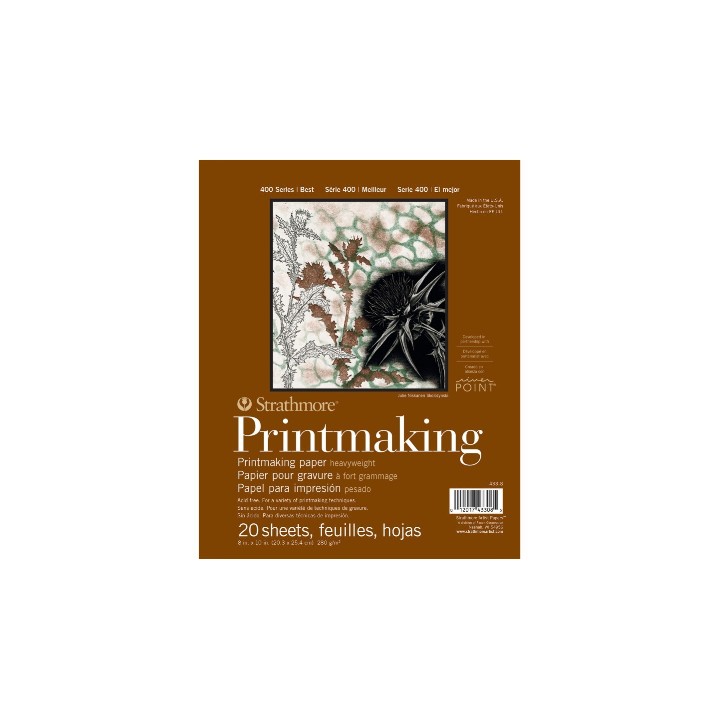 Strathmore 400 Series Printmaking Paper Pad, Heavyweight, Glue Binding, 20 Sheet, 8x10 inch, 1 Count