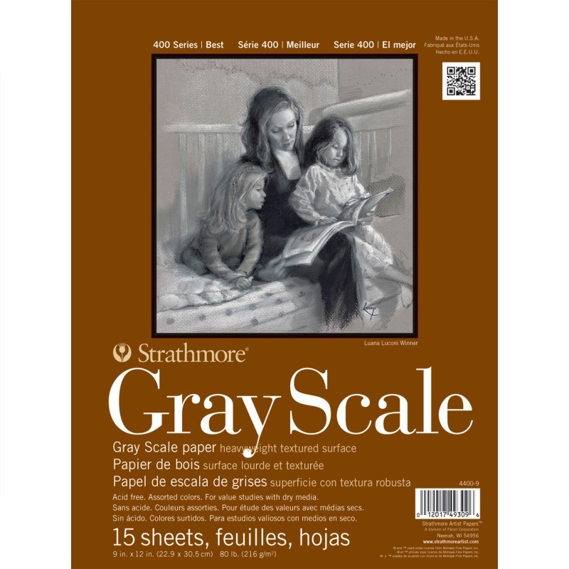 Strathmore 400 Series Grayscale Paper Pad, Glue Binding, 15 Sheet, 9x12 inch, 1 Count