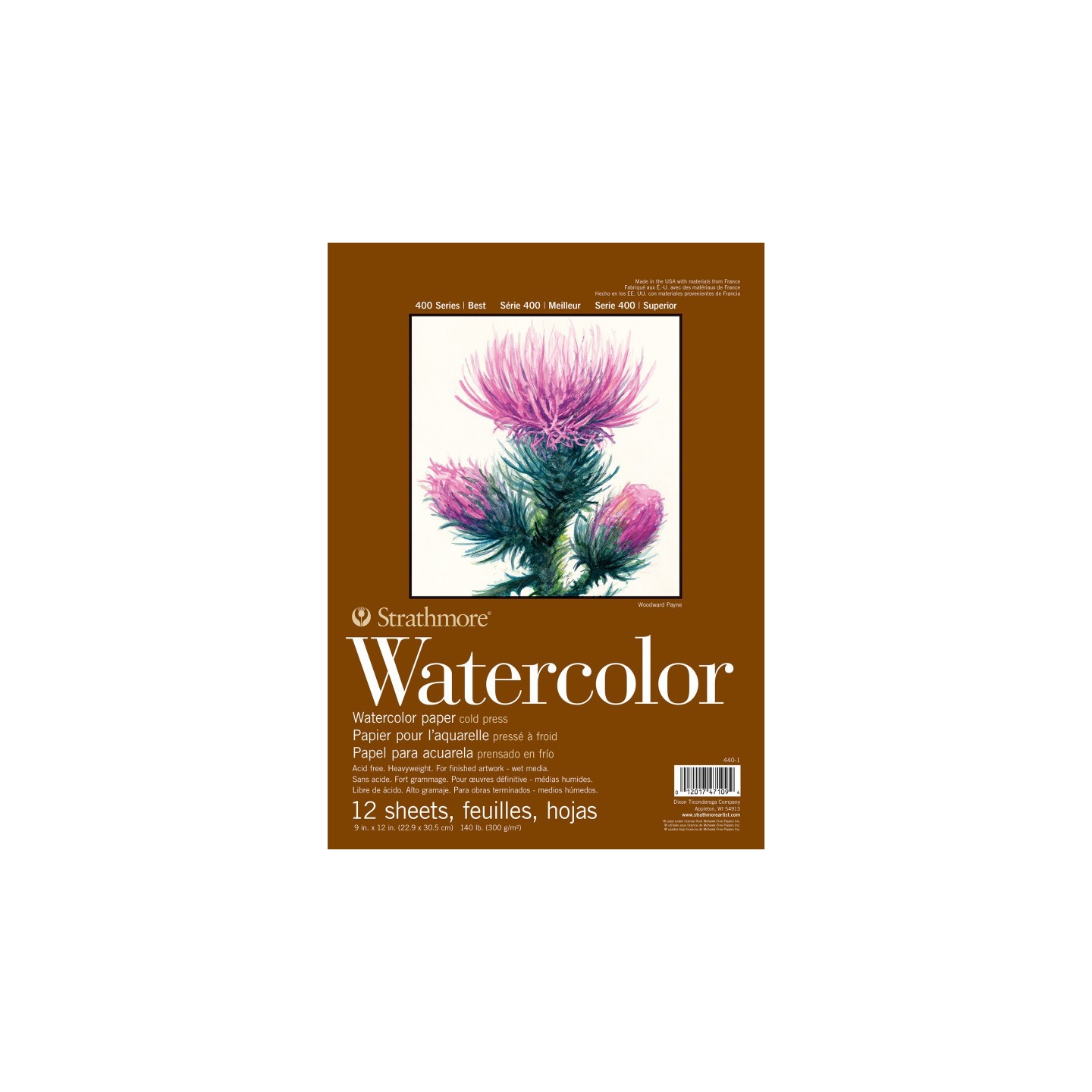 Strathmore 400 Series Watercolor Pad, Top Wire Binding, 12 Sheet, 9x12 inch, 1 Count