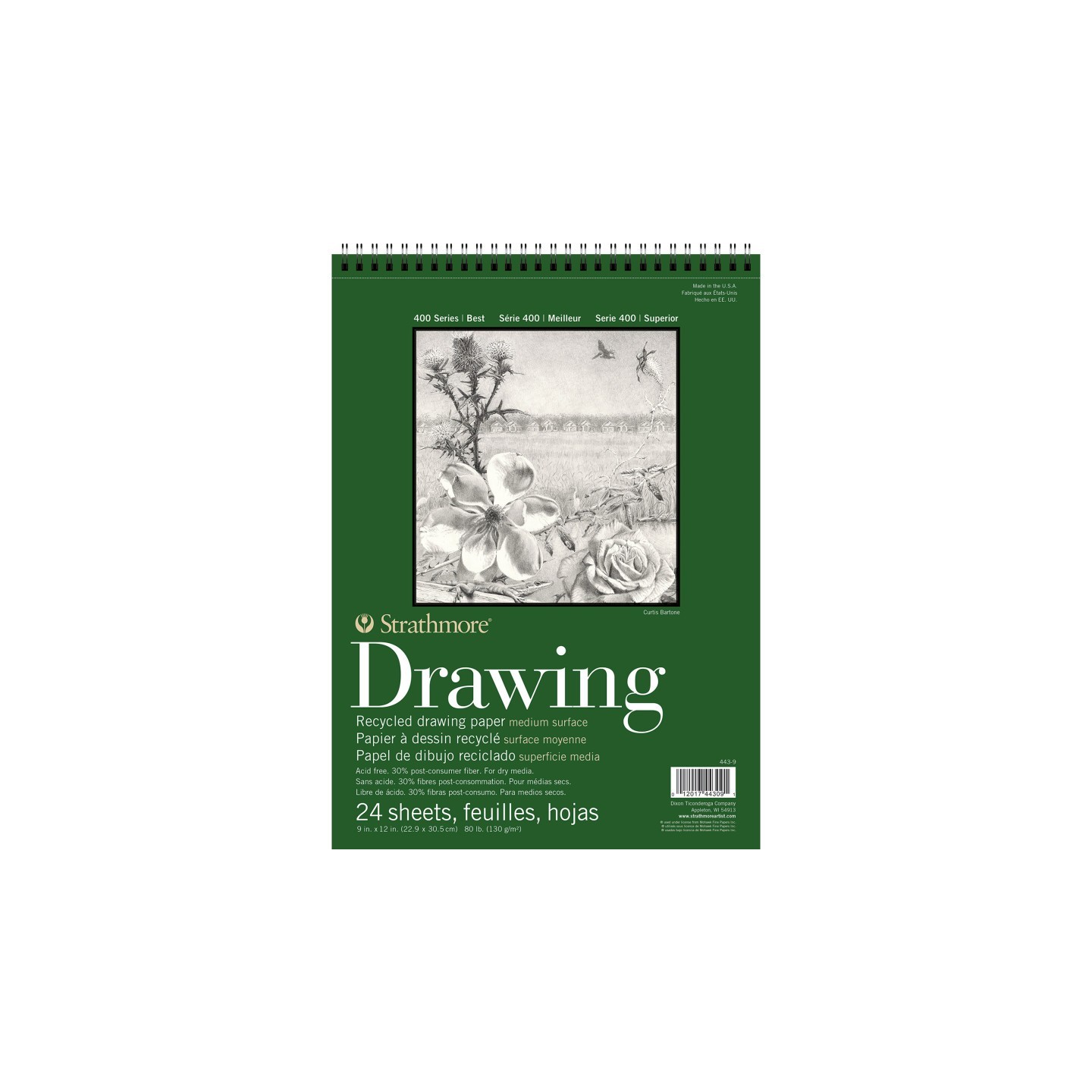 Strathmore 400 Series Drawing Pad, Recycled, Top Wire Binding, 24 Sheet, 9x12 inch, 1 Count