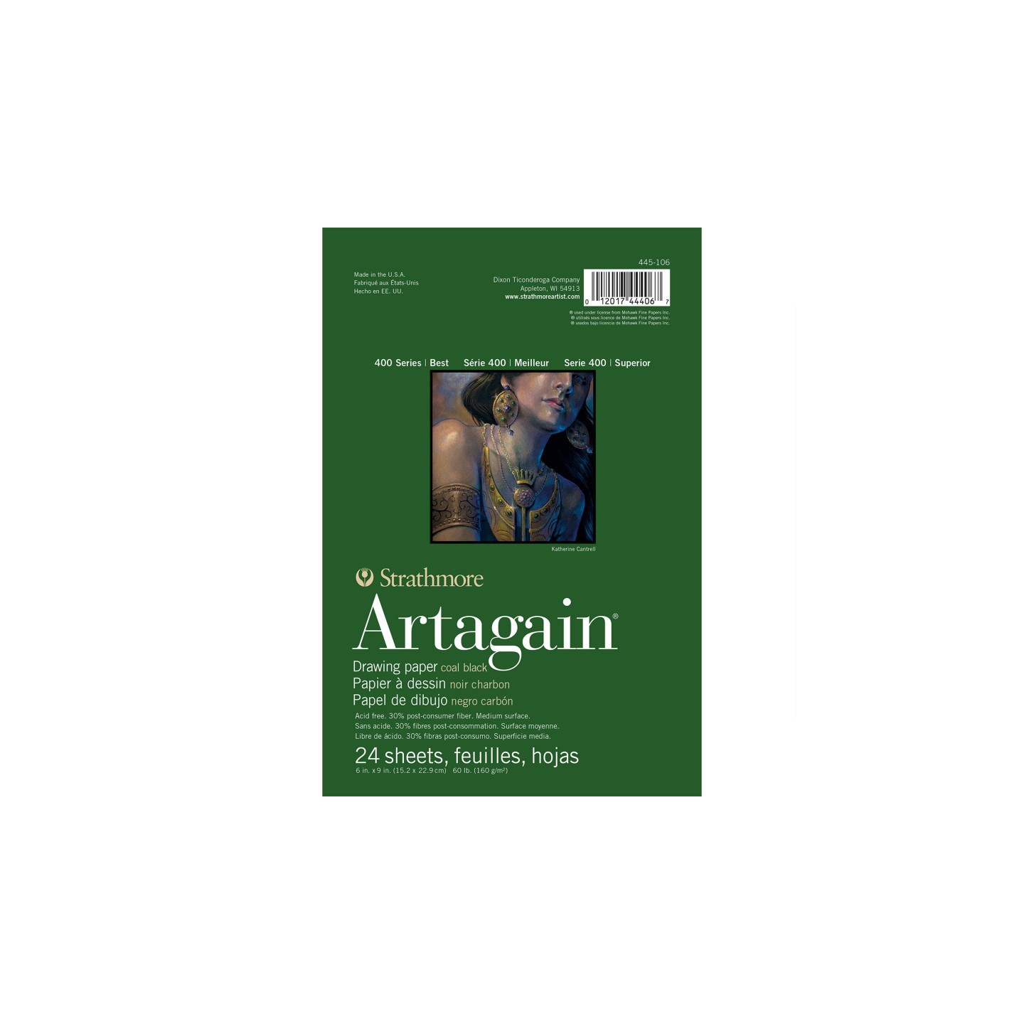 Strathmore 400 Series Artagain Pastel & Drawing Paper Pad, Coal Black, Glue Binding, 24 Sheet, 6x9 inch, 1 Count