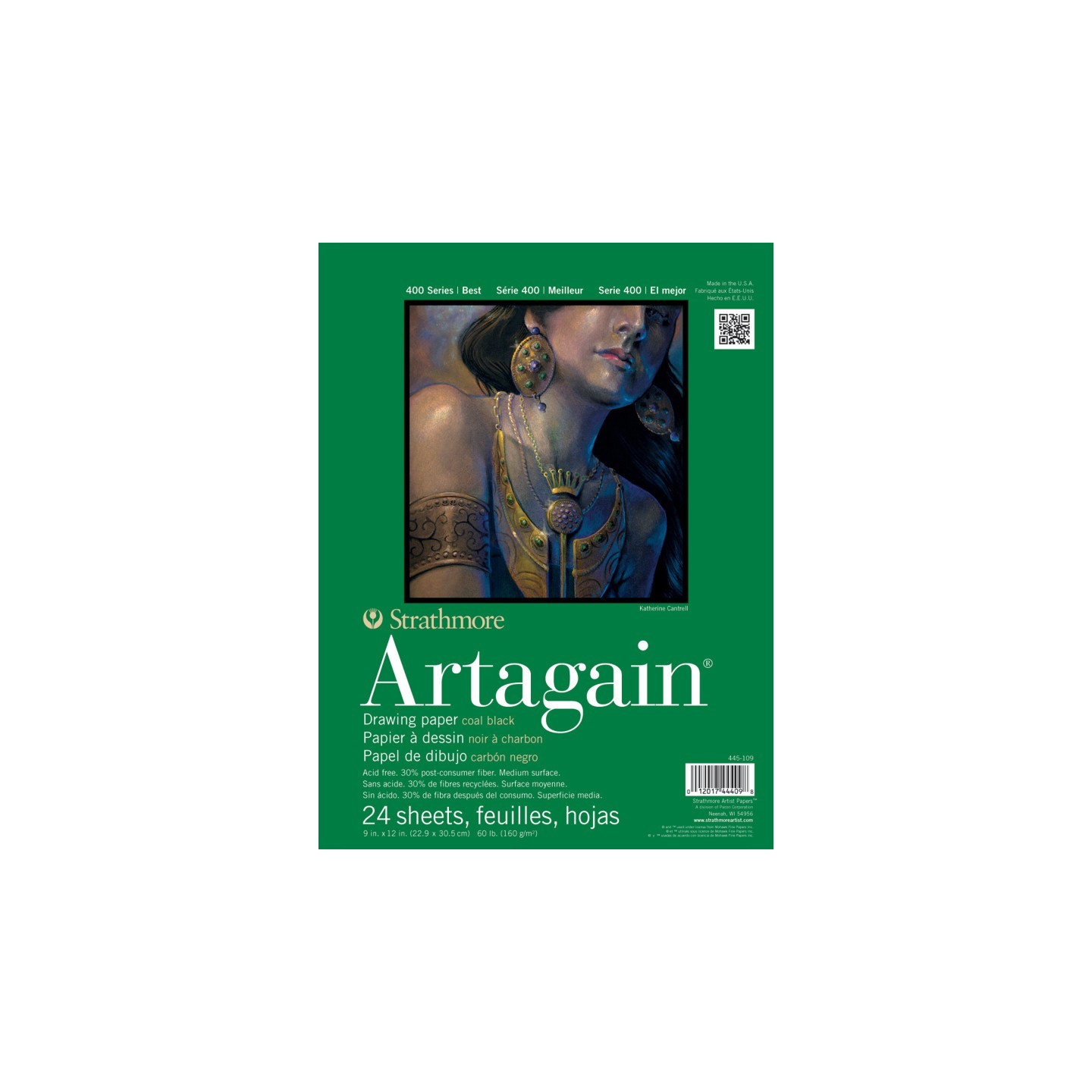 Strathmore 400 Series Artagain Pastel & Drawing Paper Pad, Coal Black, Glue Binding, 24 Sheet, 9x12 inch, 1 Count