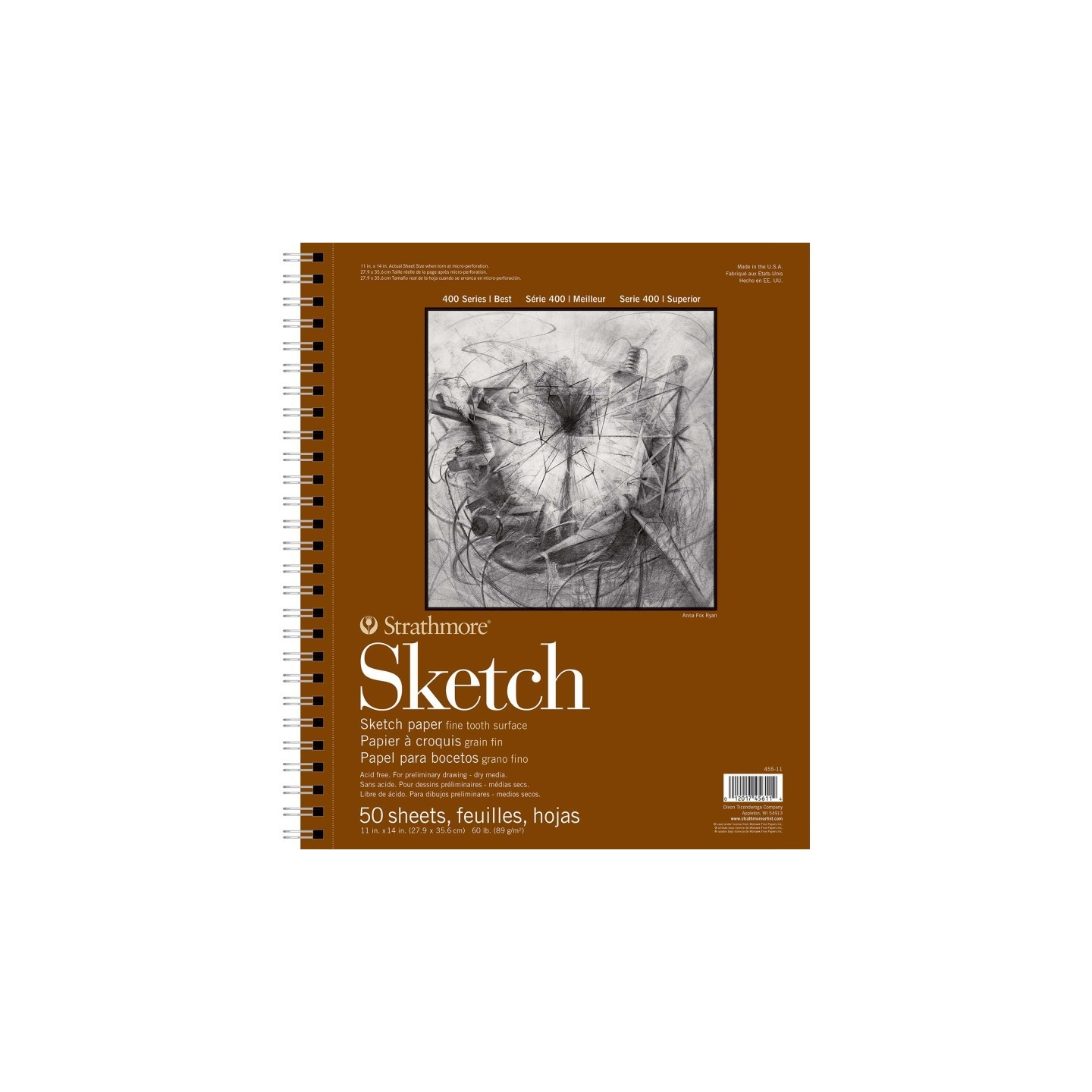 Strathmore 400 Series Sketch Paper Pad, Side Wire Binding, 50 Sheet, 11x14 inch, 1 Count
