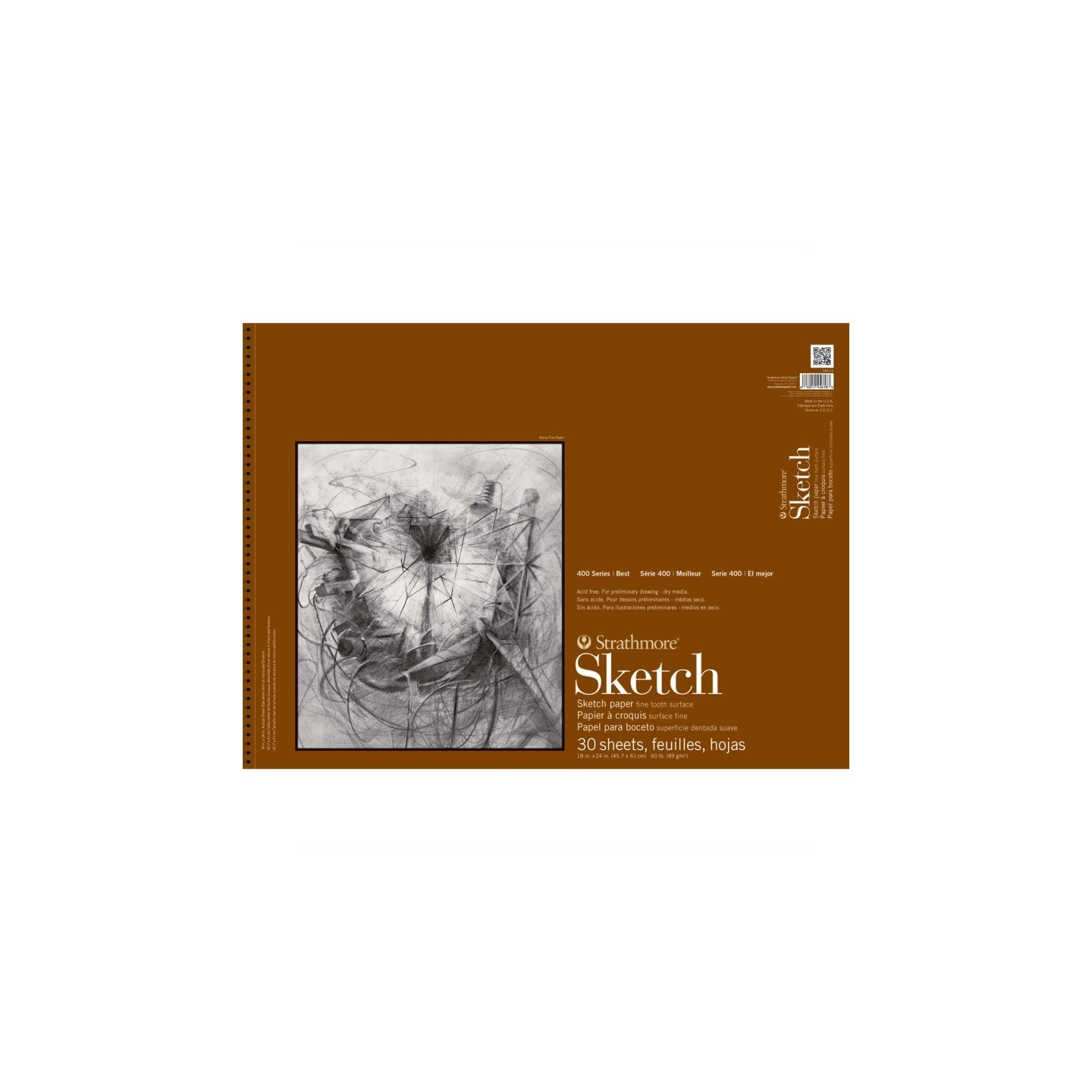 Strathmore 400 Series Sketch Paper Pad, Side Wire Binding, 30 Sheet, 18x24 inch, 1 Count