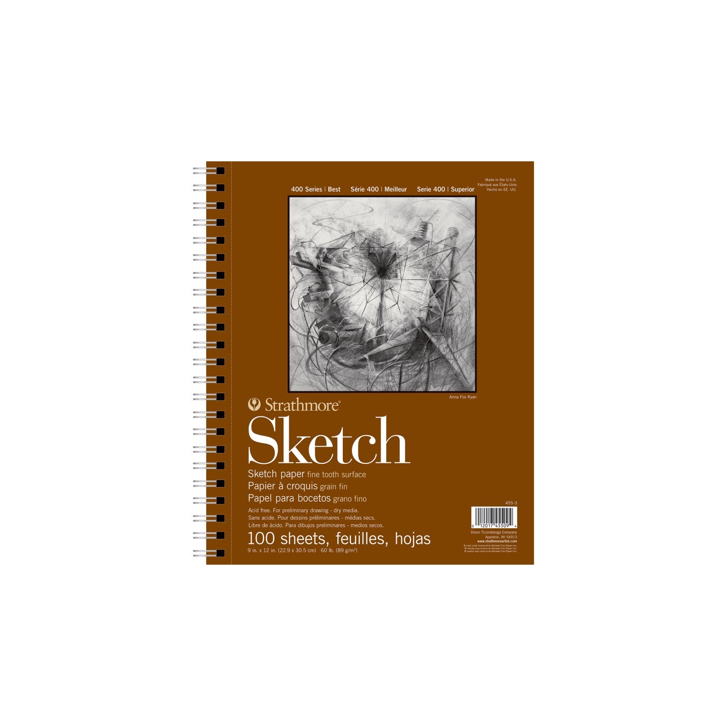 Strathmore 400 Series Sketch Pad, Side Wire Binding, 100 Sheet, 9x12 inch, 1 Count