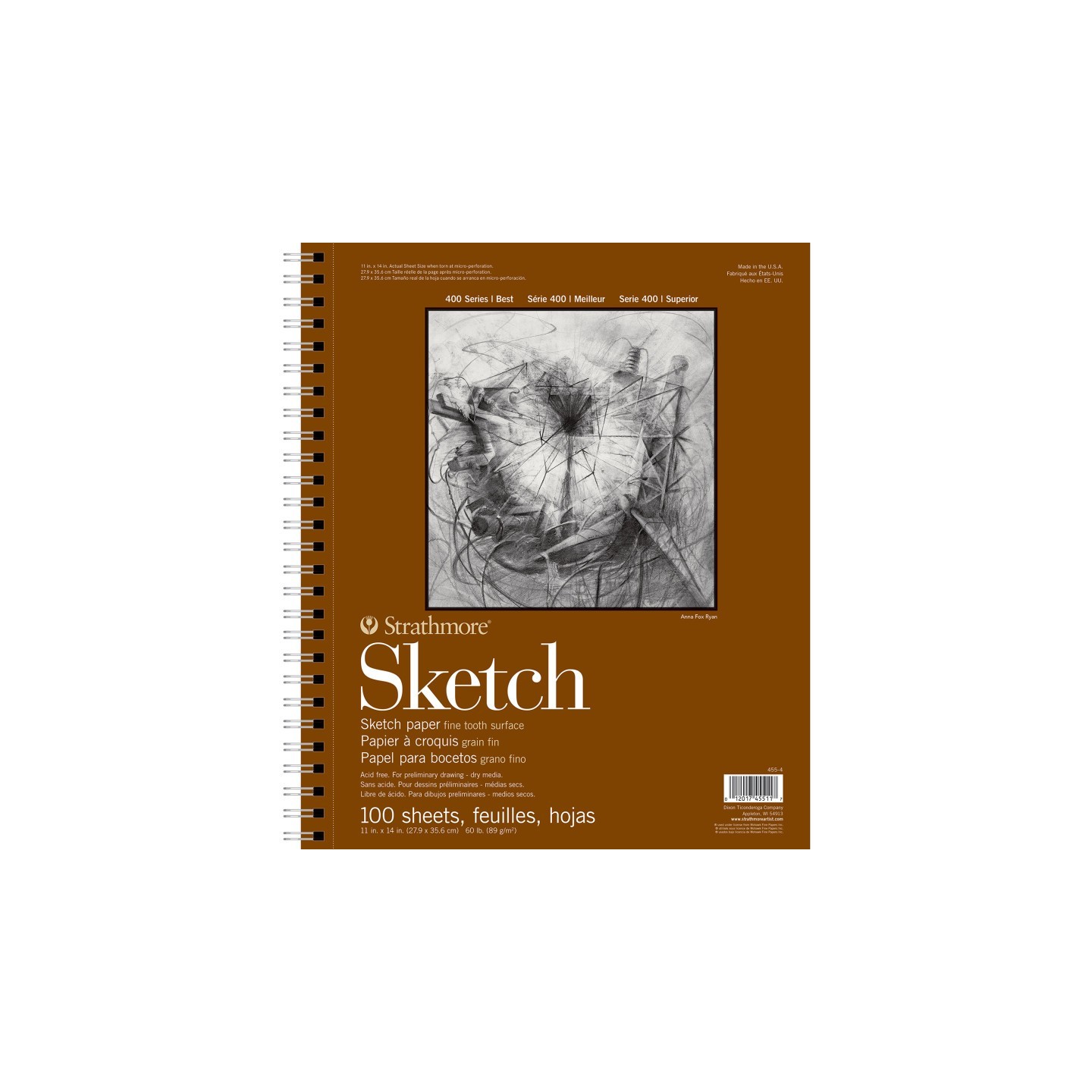 Strathmore 400 Series Sketch Pad, Side Wire Binding, 100 Sheet, 11x14 inch, 1 Count