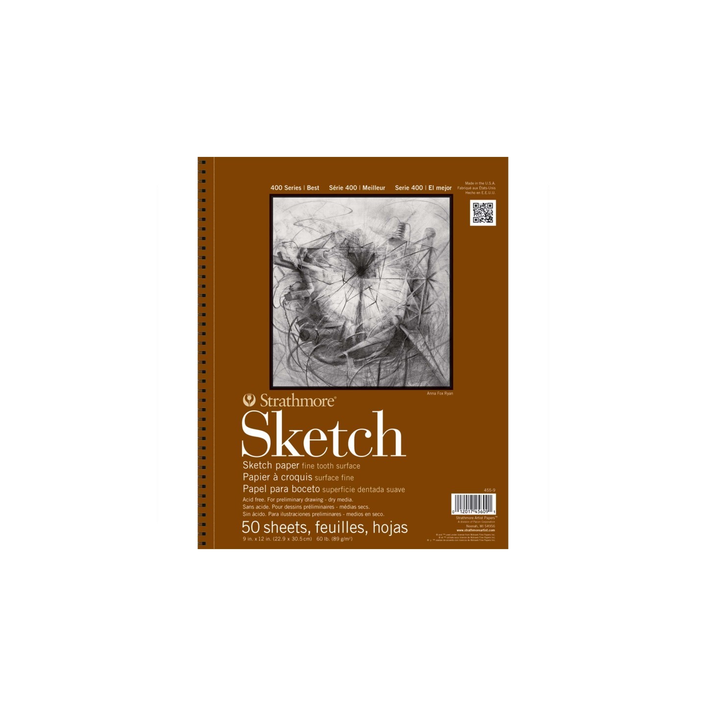 Strathmore 400 Series Sketch Paper Pad, Side Wire Binding, 50 Sheet, 9x12 inch, 1 Count