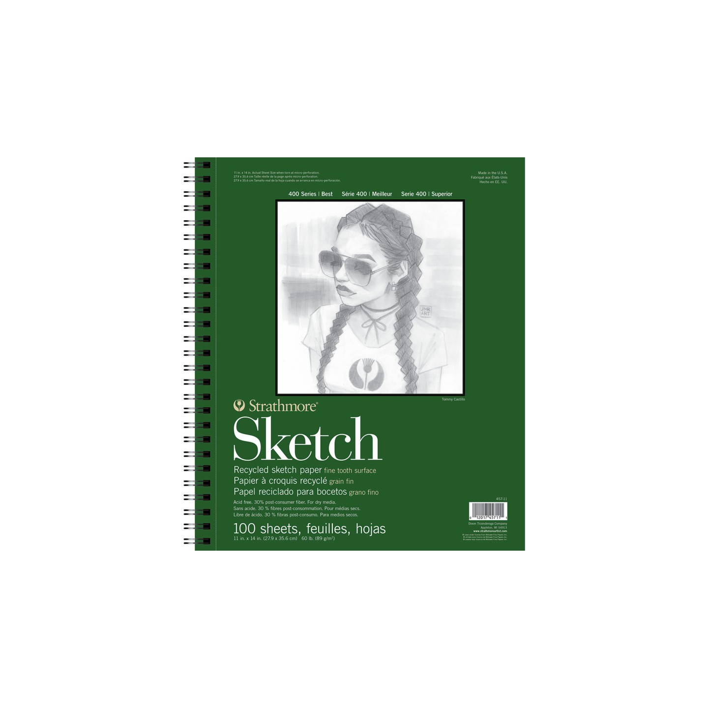 Strathmore 400 Series Sketch Pad, Recycled, Side Wire Binding, 100 Sheet, 11x14 inch, 1 Count