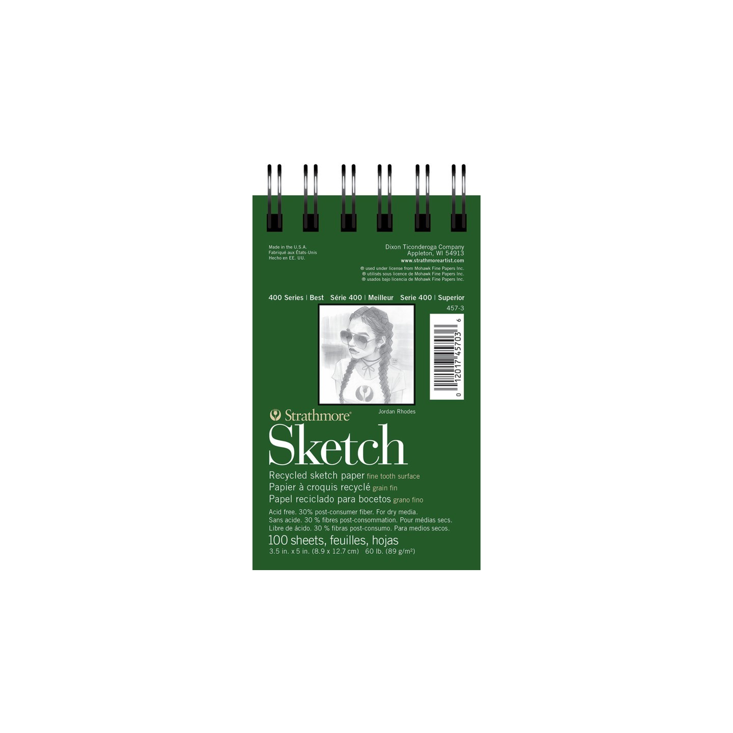 Strathmore 400 Series Sketch Pad, Recycled, Side Wire Binding, 100 Sheet, 3.5x5 inch, 1 Count