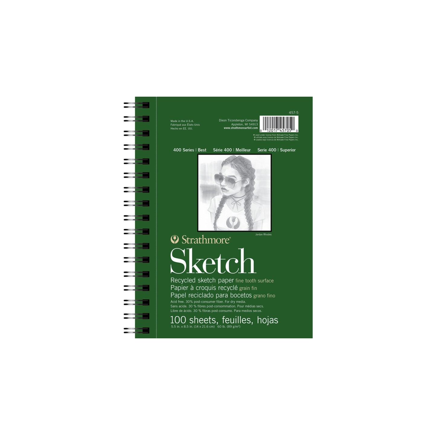 Strathmore 400 Series Sketch Pad, Recycled, Side Wire Binding, 100 Sheet, 5.5x8.5 inch, 1 Count