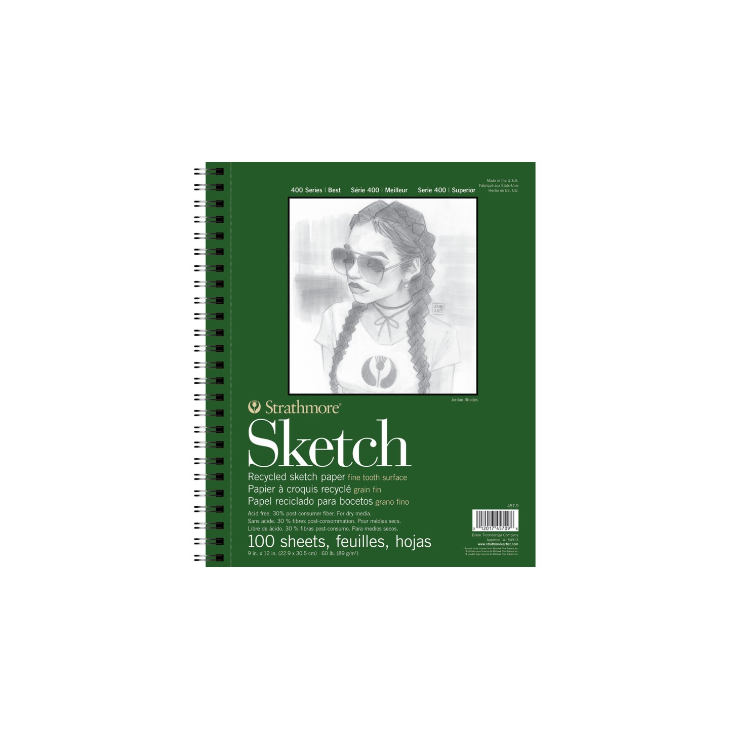 Strathmore 400 Series Sketch Pad, Recycled, Side Wire Binding, 100 Sheet, 9x12 inch, 1 Count