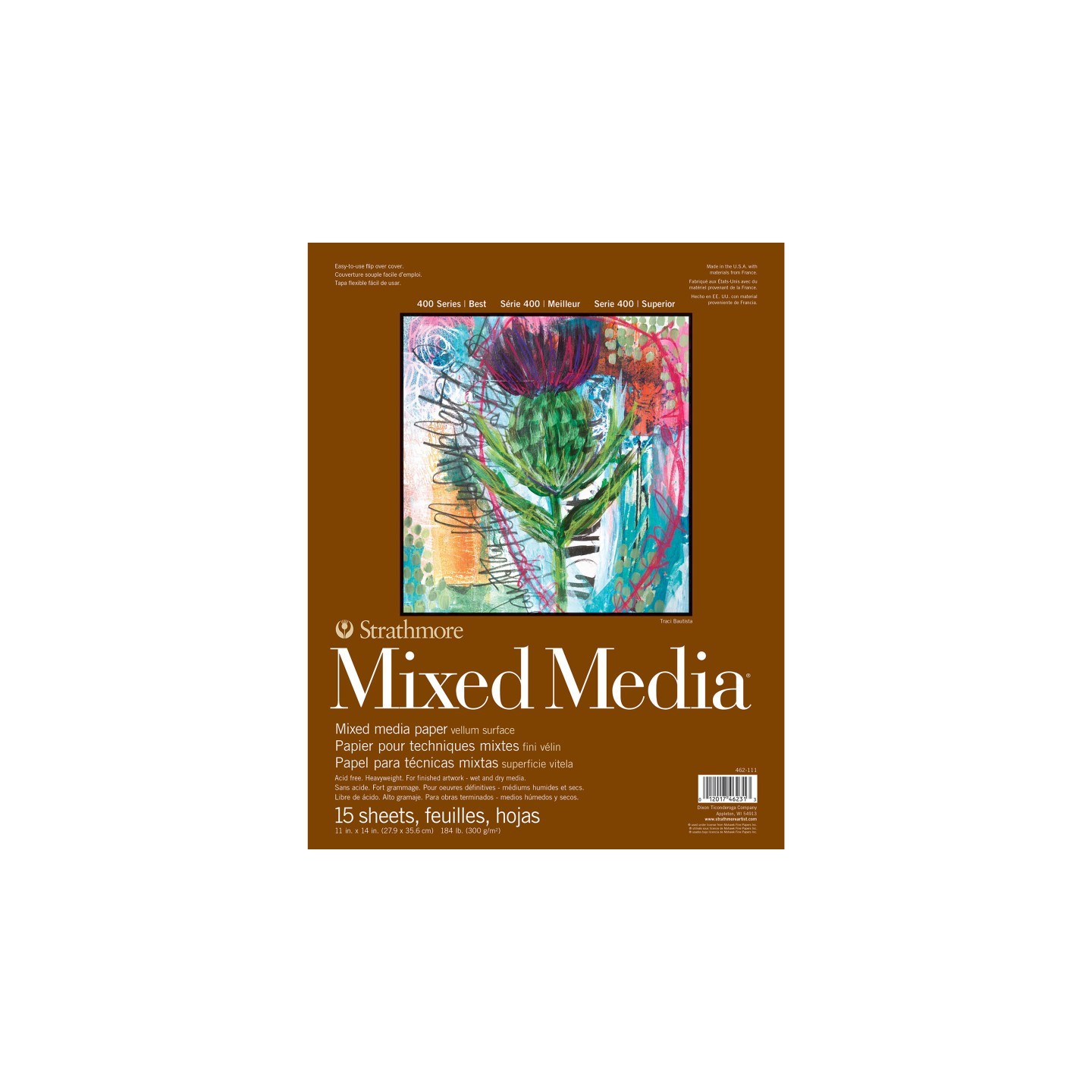 Strathmore 400 Series Mixed Media Pad, Glue Binding, 15 Sheet, 11x14 inch, 1 Count