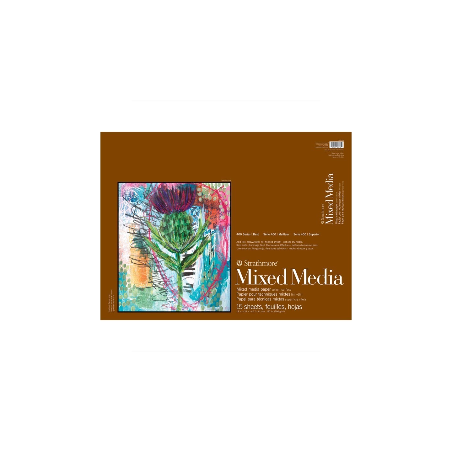 Strathmore 400 Series Mixed Media Paper Pad, Glue Binding, 15 Sheet, 18x24 inch, 1 Count