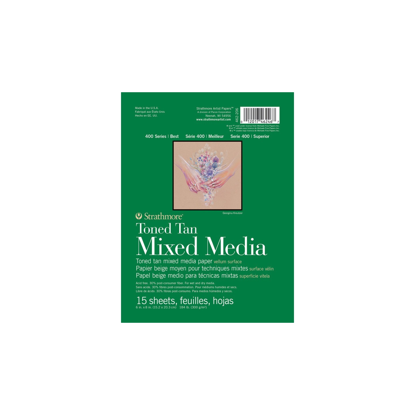Strathmore 400 Series Mixed Media Pad, Toned Tan, Glue Binding, 15 Sheet, 6x8 inch, 1 Count