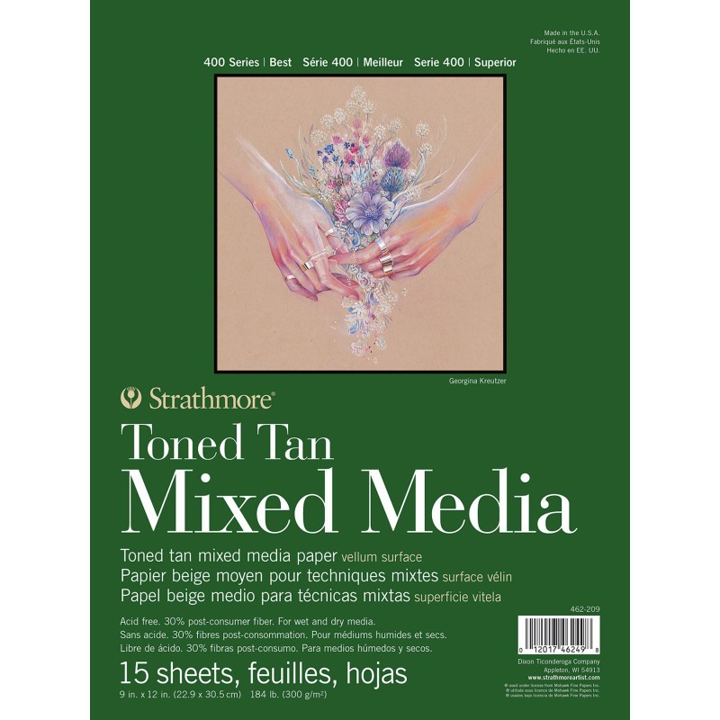 Strathmore 400 Series Mixed Media Pad, Toned Tan, Glue Binding, 15 Sheet, 9x12 inch, 1 Count