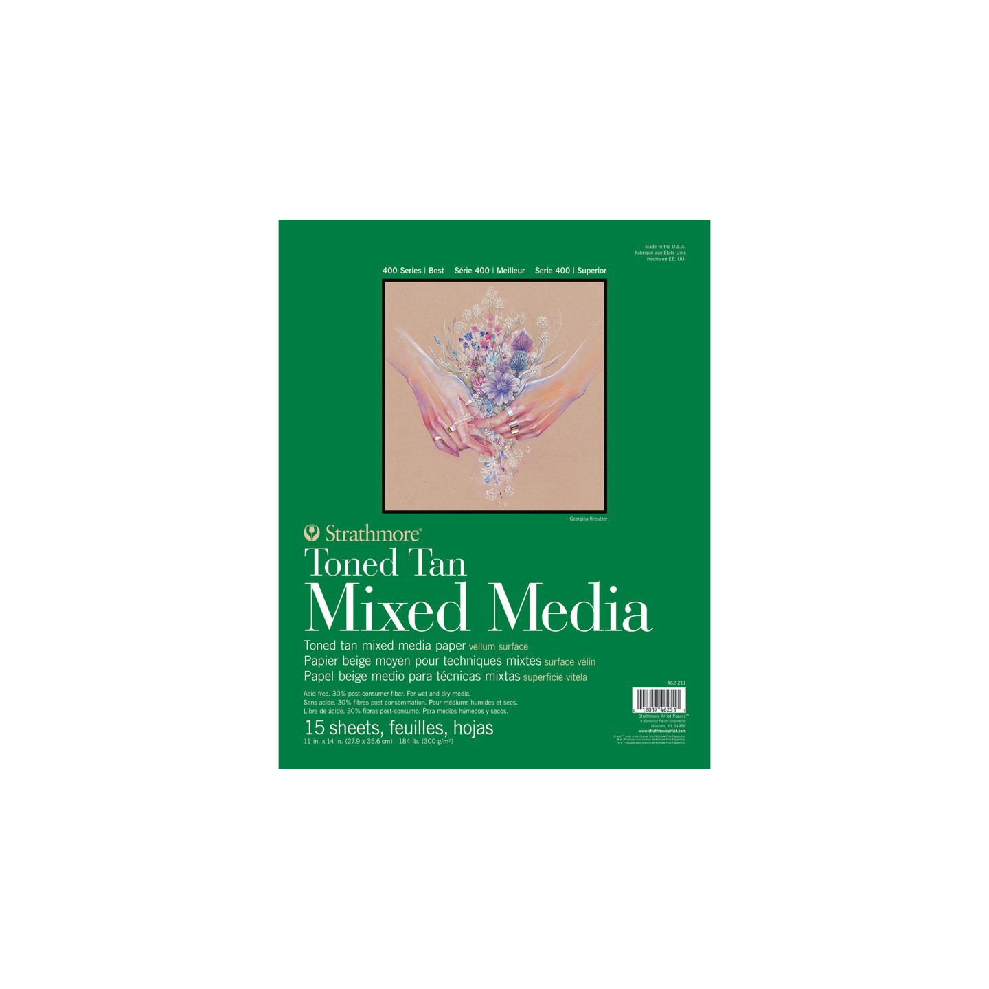 Strathmore 400 Series Mixed Media Pad, Toned Tan, Glue Binding, 15 Sheet, 11x14 inch, 1 Count