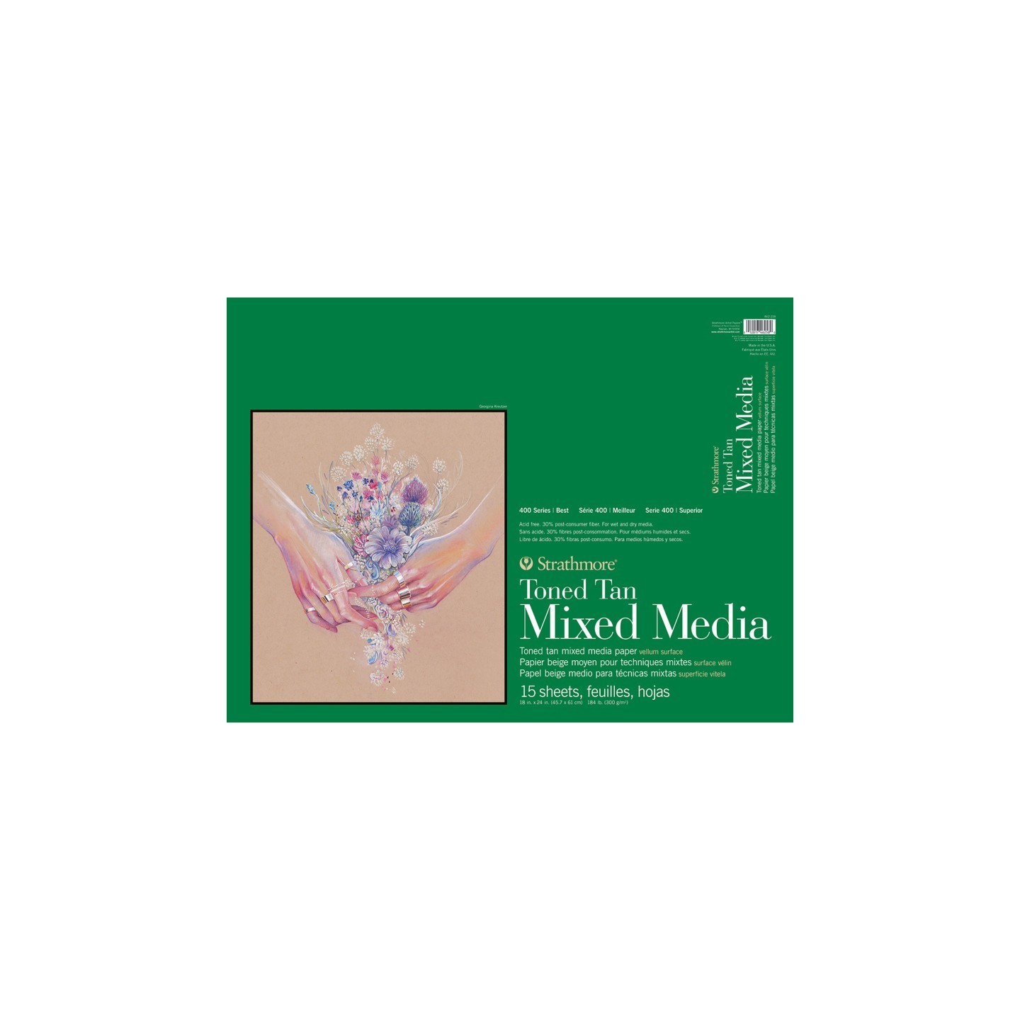 Strathmore 400 Series Mixed Media Pad, Toned Tan, Glue Binding, 15 Sheet, 18x24 inch, 1 Count