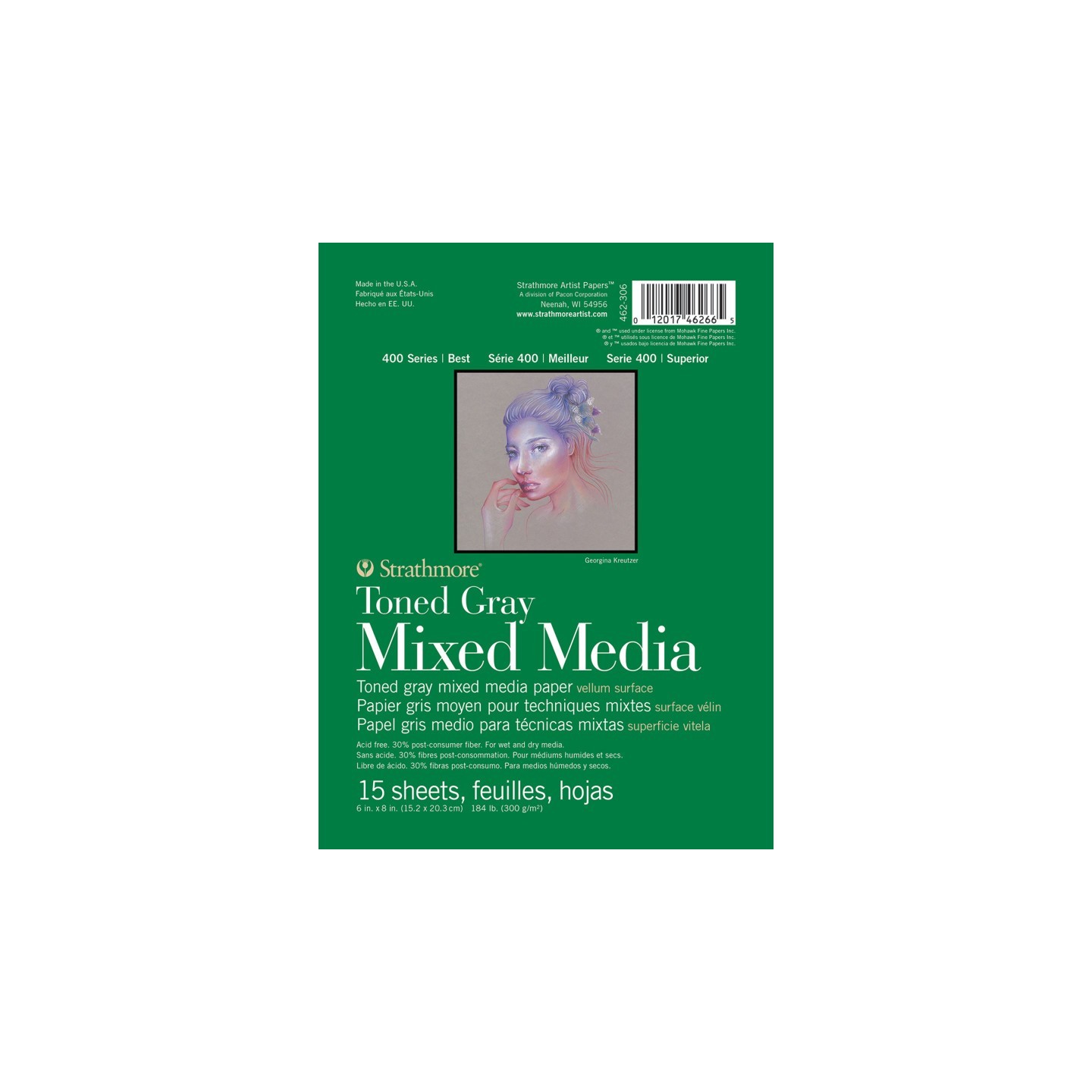 Strathmore 400 Series Mixed Media Pad, Toned Gray, Glue Binding, 15 Sheet, 6x8 inch, 1 Count