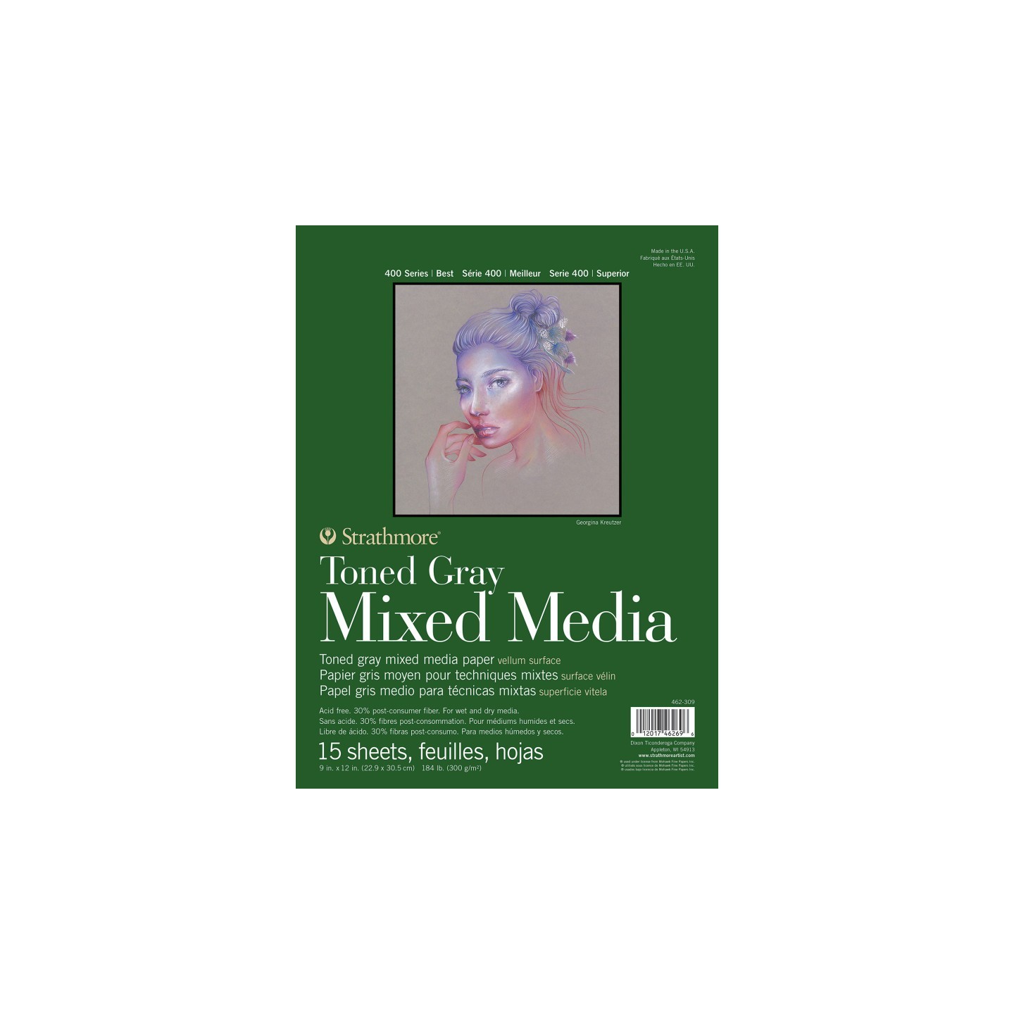 Strathmore 400 Series Mixed Media Pad, Toned Gray, Glue Binding, 9x12 inch, 15 Sheet, 1 Count
