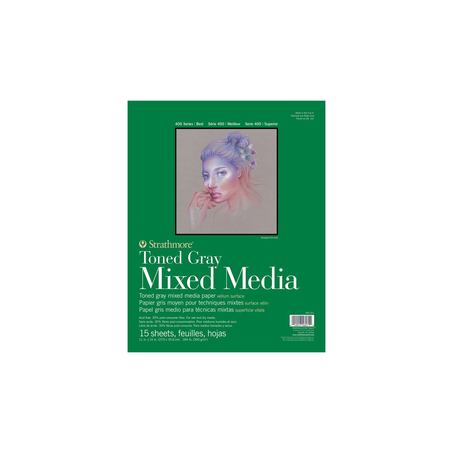 Strathmore 400 Series Mixed Media Pad, Toned Gray, Glue Binding, 15 Sheet, 11x14 inch, 1 Count