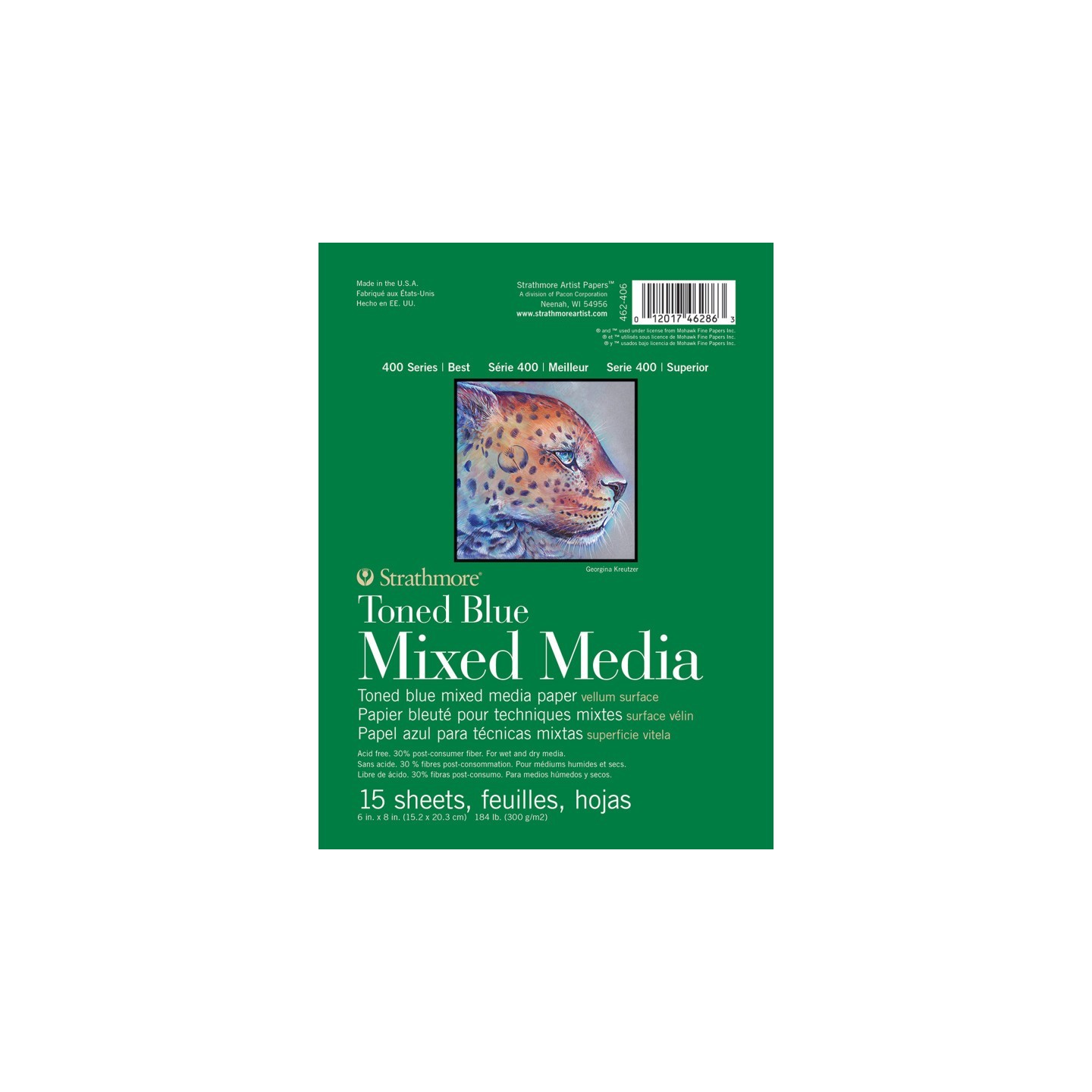 Strathmore 400 Series Mixed Media Pad, Toned Blue, Glue Binding, 15 Sheet, 6x8 inch, 1 Count