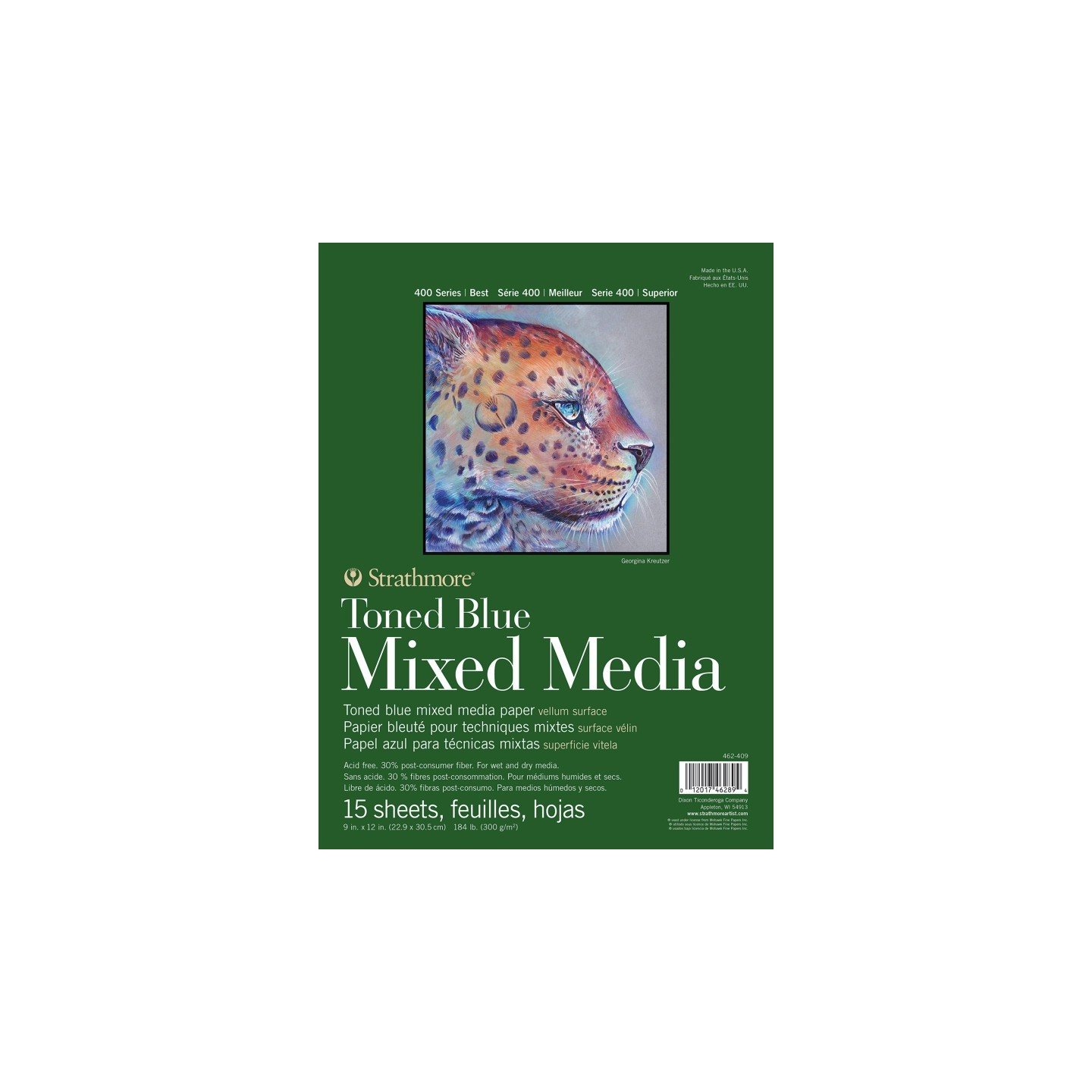 Strathmore 400 Series Mixed Media Pad, Toned Blue, Glue Binding, 15 Sheet, 9x12 inch, 1 Count