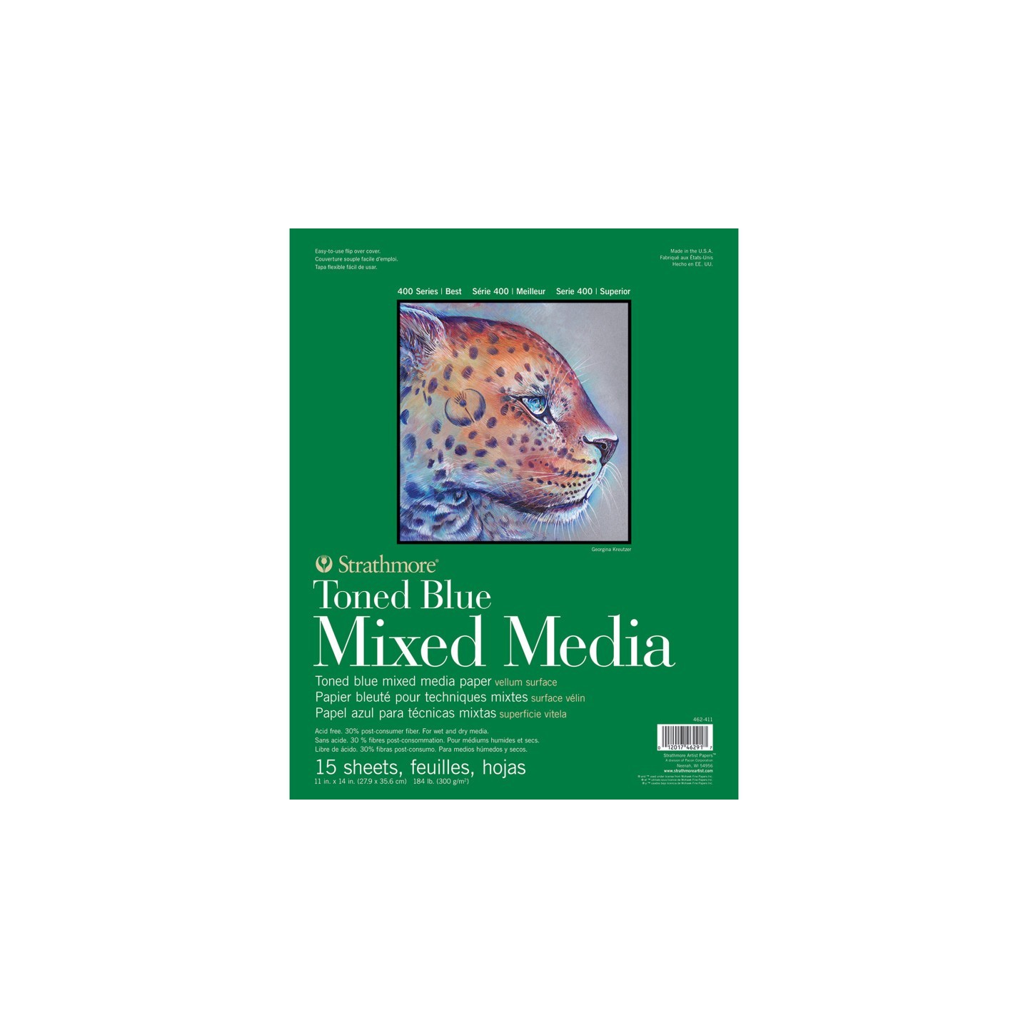 Strathmore 400 Series Mixed Media Pad, Toned Blue, Glue Binding, 15 Sheet, 11x14 inch, 1 Count