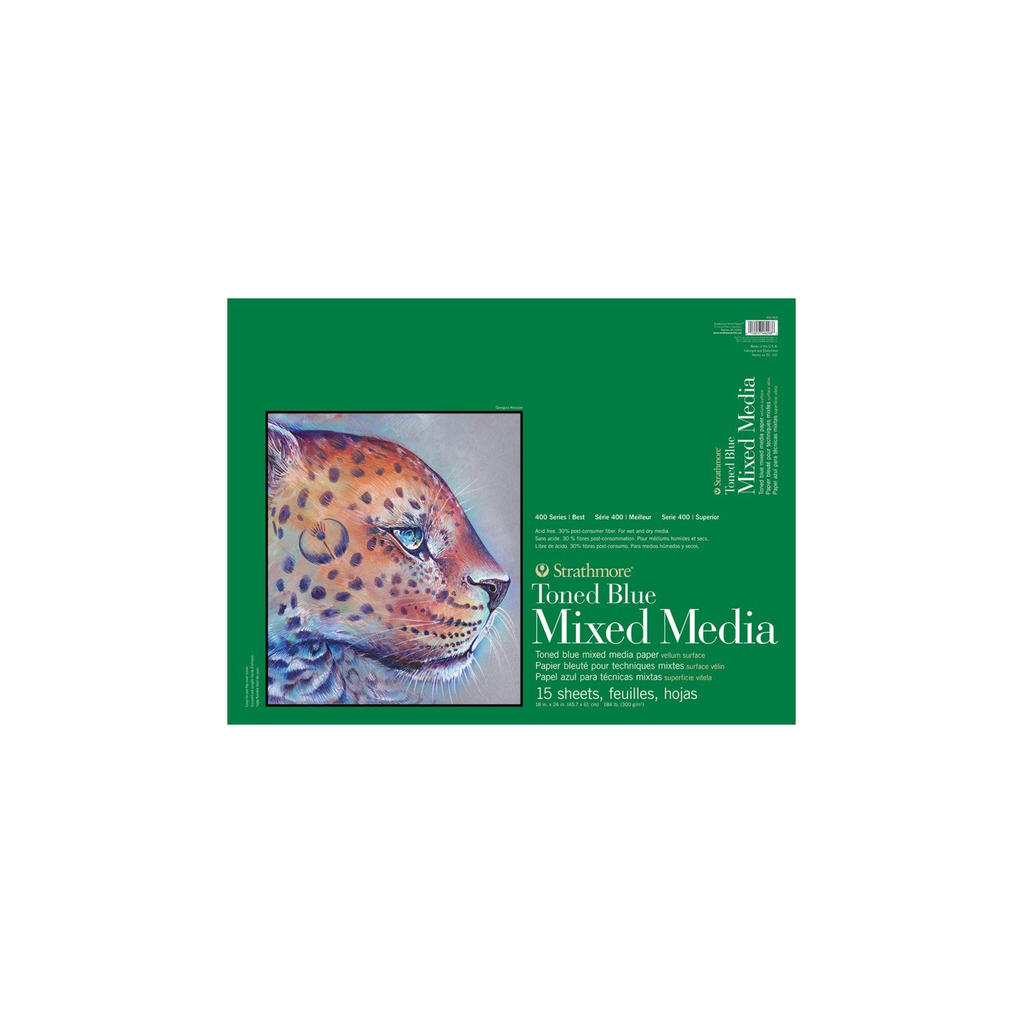 Strathmore 400 Series Mixed Media Pad, Toned Blue, Glue Binding, 15 Sheet, 18x24 inch, 1 Count