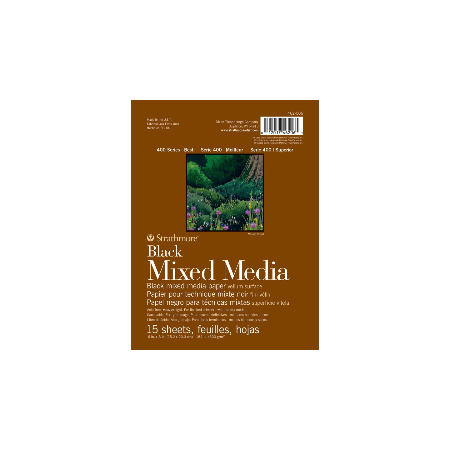 Strathmore 400 Series Mixed Media Pad, Black, Glue Binding, 15 Sheet, 6x8 inch, 1 Count