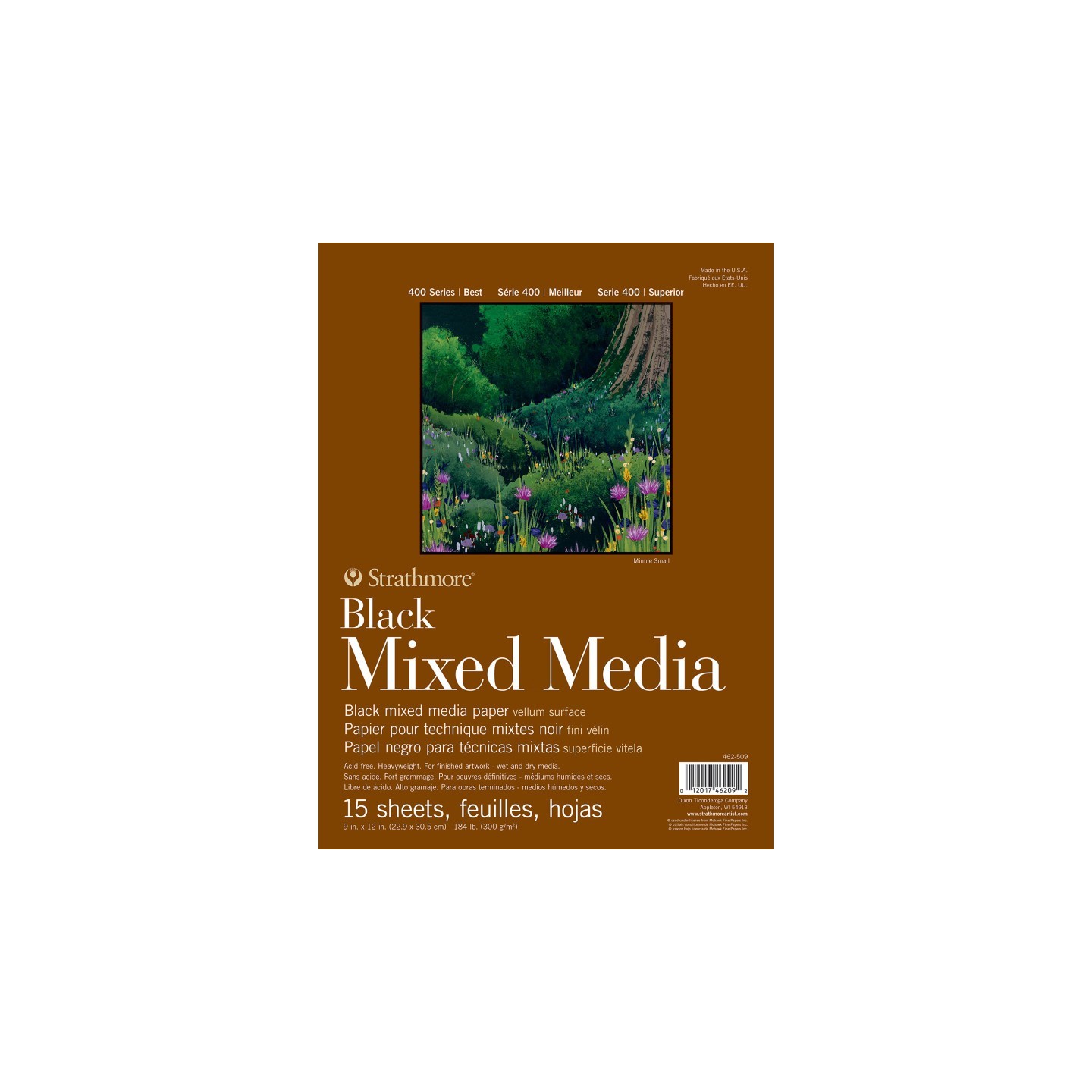 Strathmore 400 Series Mixed Media Pad, Black, Glue Binding, 15 Sheet, 9x12 inch, 1 Count
