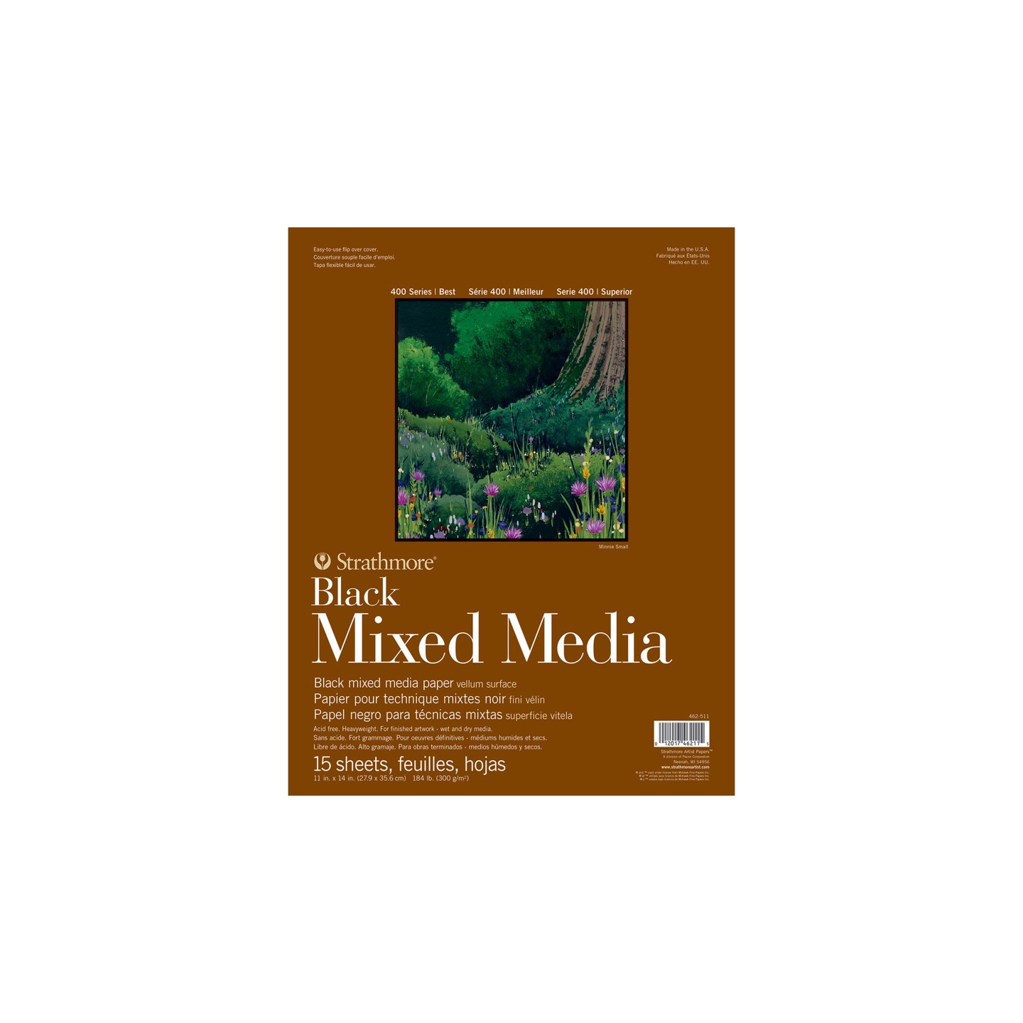 Strathmore 400 Series Mixed Media Pad, Black, Glue Binding, 15 Sheet, 11x14 inch, 1 Count