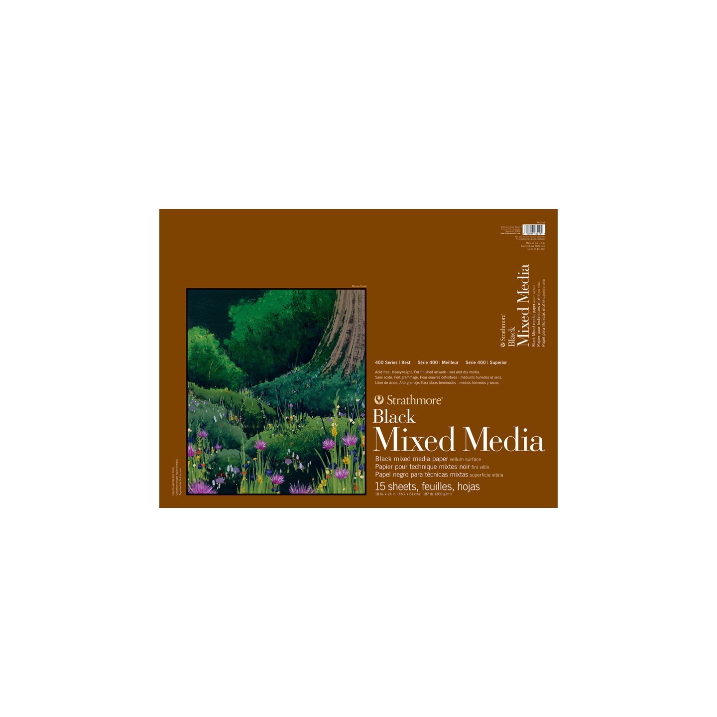 Strathmore 400 Series Mixed Media Pad, Black, Glue Binding, 15 Sheet, 18x24 inch, 1 Count