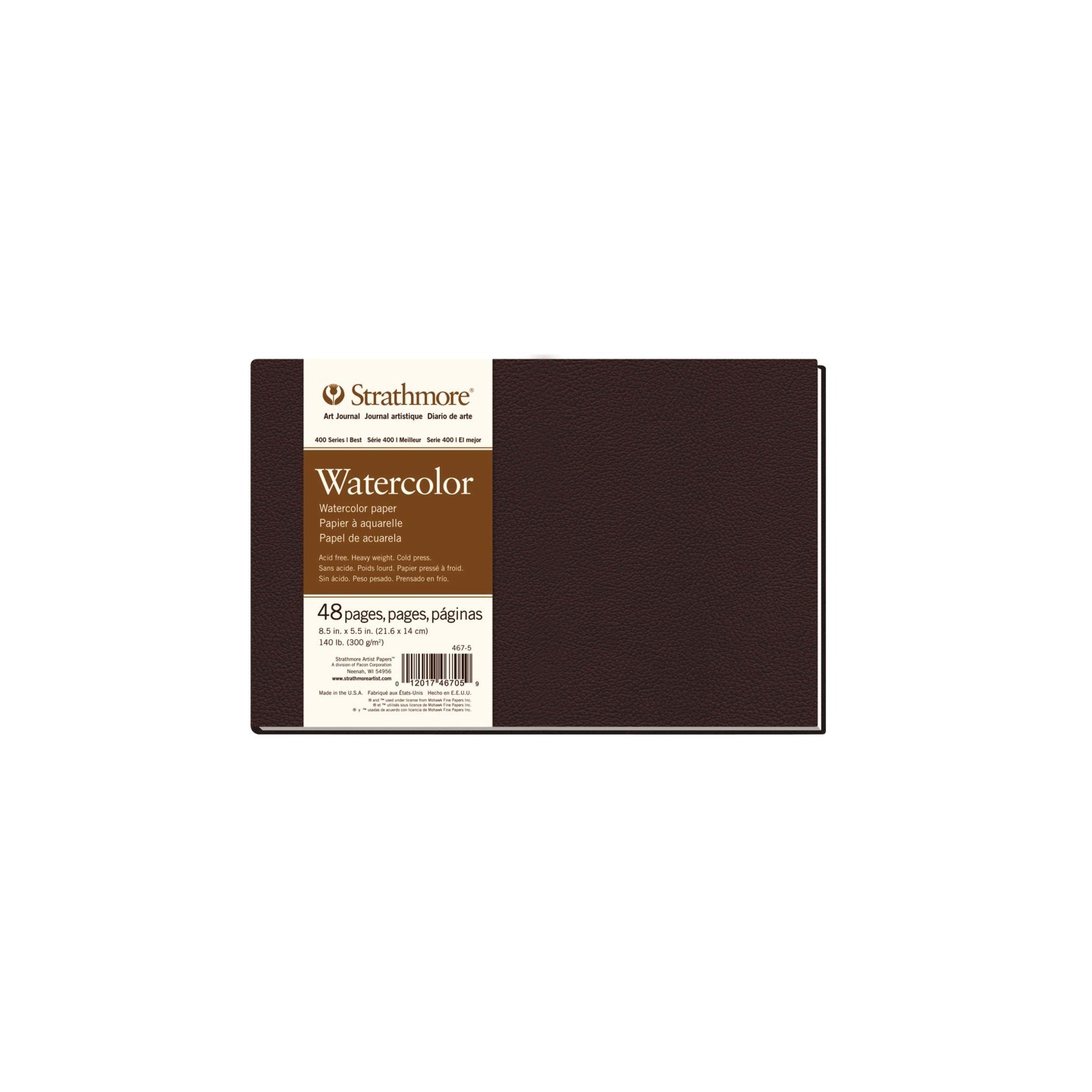 Strathmore 400 Series Art Journal Watercolor Paper, Hardbound Binding, 48 Page/24 Sheet, 8.5x5.5 inch, 1 Count