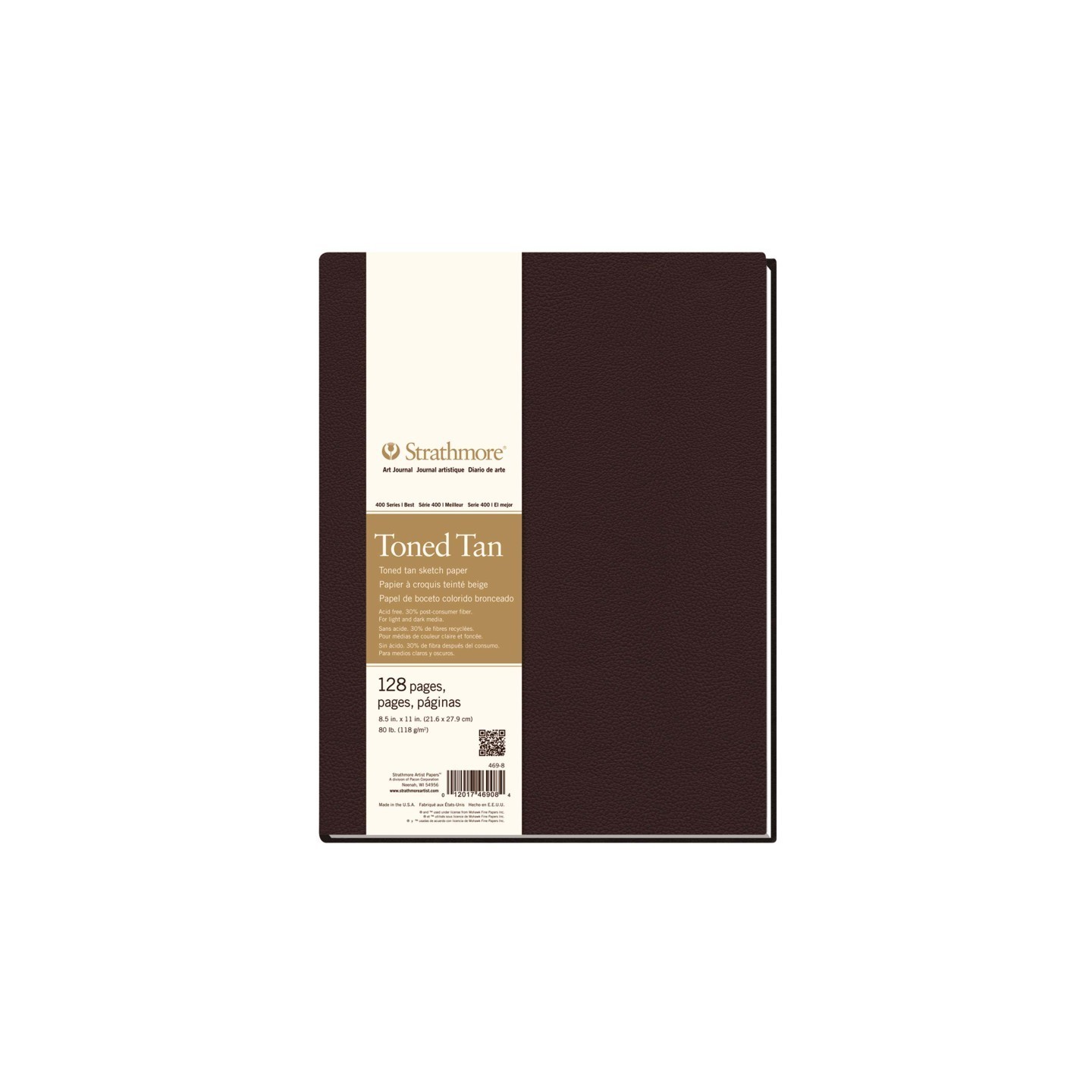 Strathmore 400 Series Art Journal Sketch Paper, Toned Tan, Hardbound Binding, 64 Sheet, 8.5x11 inch, 1 Count