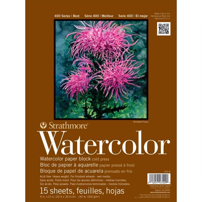 Strathmore 400 Series Watercolor Paper Block, 15 Sheet, 9x12 inch, 1 Count