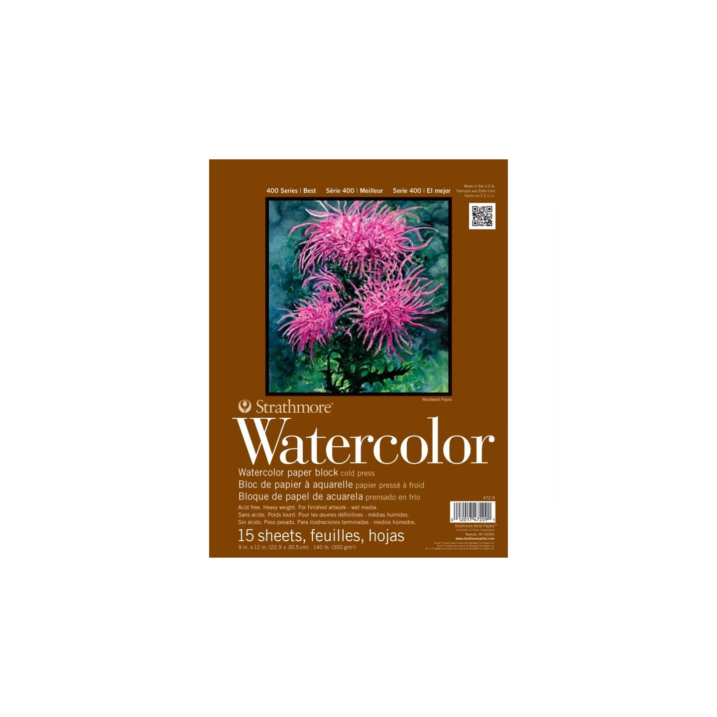 Strathmore 400 Series Watercolor Paper Block, 15 Sheet, 9x12 inch, 1 Count