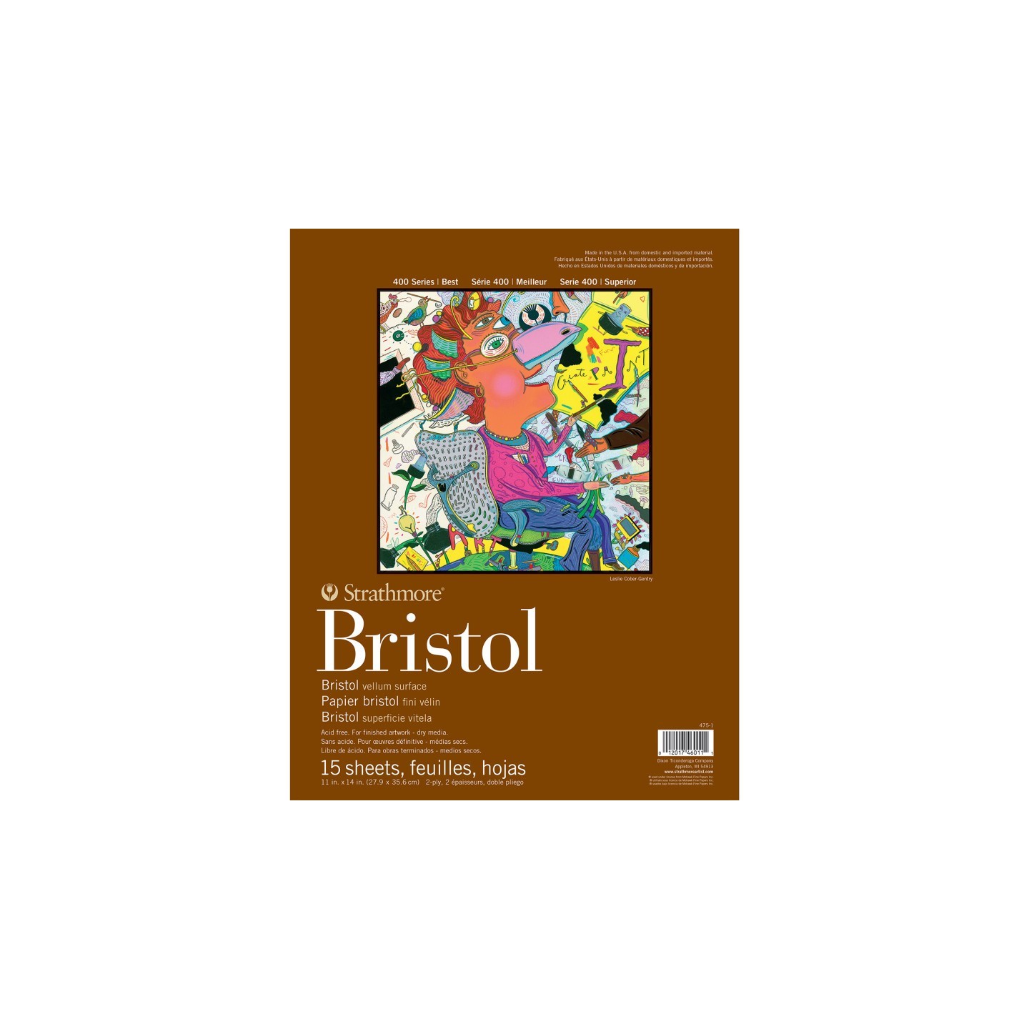 Strathmore 400 Series Bristol Paper Pad, Vellum Finish, 2-Ply, Tape Binding, 15 Sheet, 11x14 inch, 1 Count