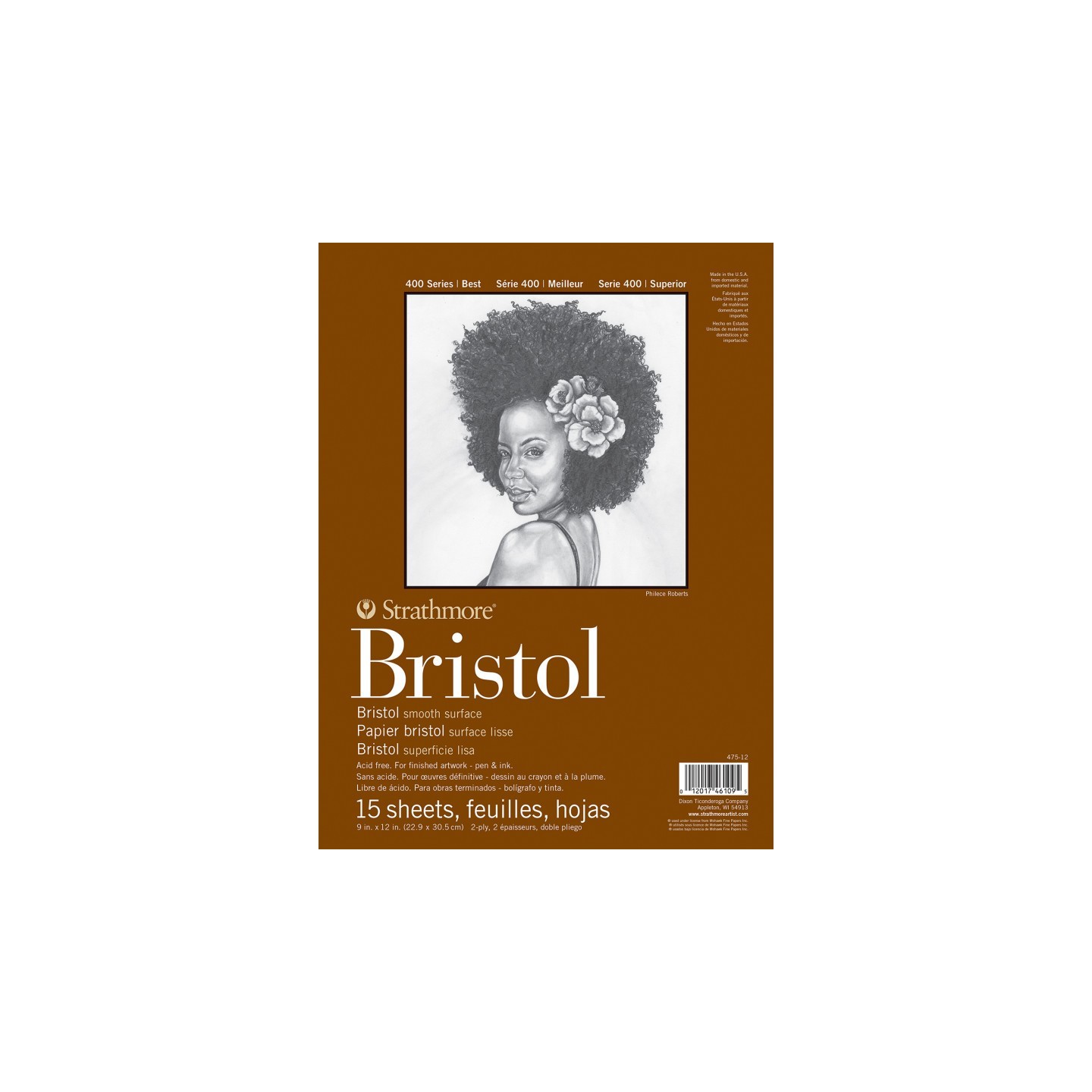 Strathmore 400 Series Bristol Paper Pad, Smooth Finish, 2-Ply, Tape Binding, 15 Sheet, 9x12 inch, 1 Count