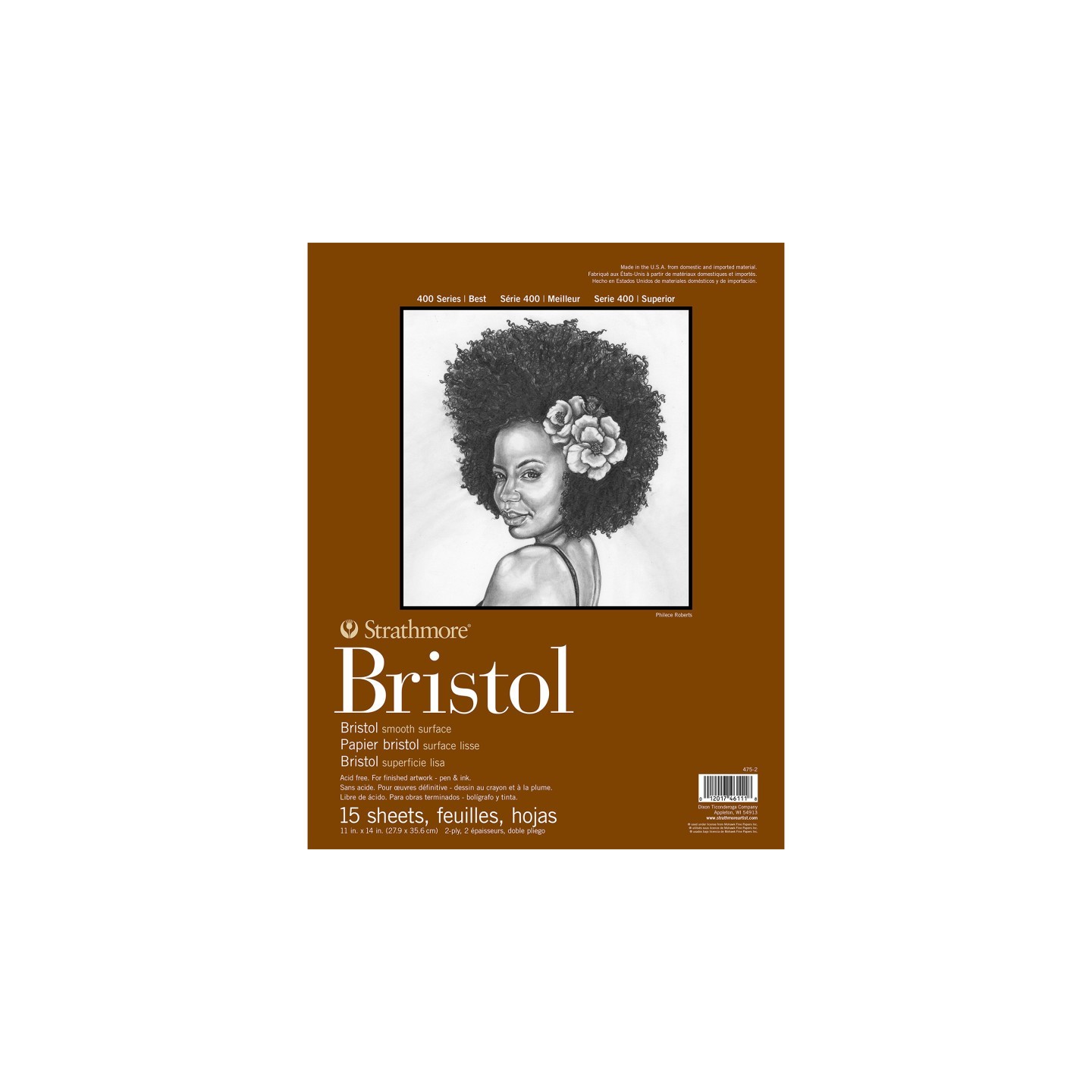 Strathmore 400 Series Bristol Paper Pad, Smooth Finish, 2-Ply, Tape Binding, 15 Sheet, 11x14 inch, 1 Count