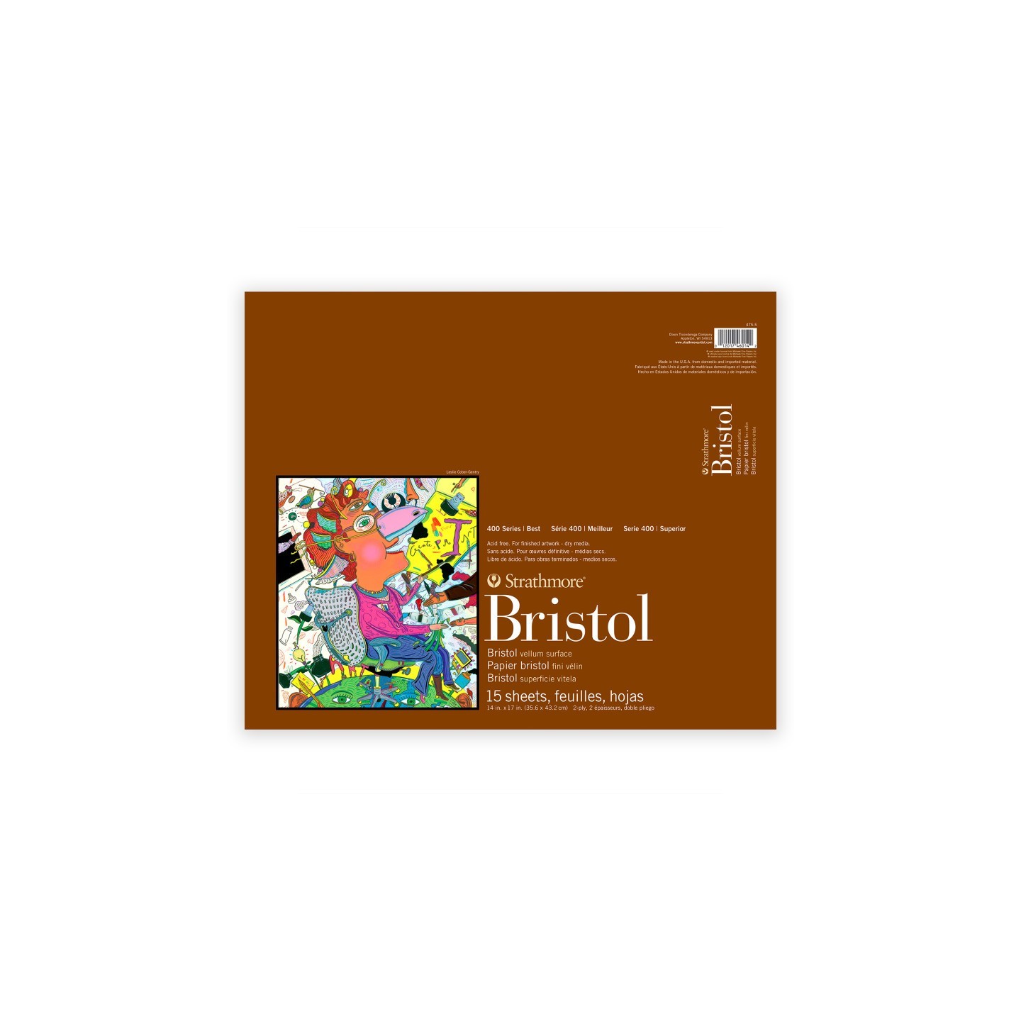 Strathmore 400 Series Bristol Paper Pad, Vellum Finish, 2-Ply, Tape Binding, 15 Sheet, 14x17 inch, 1 Count