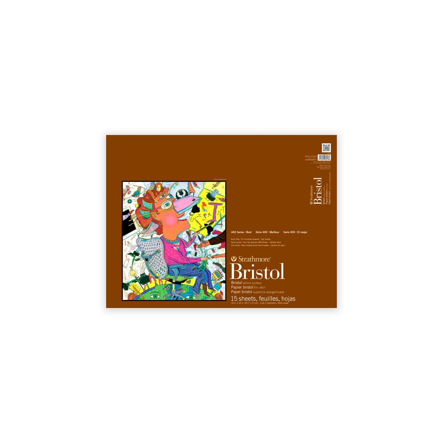 Strathmore 400 Series Bristol Paper Pad, Vellum Finish, 2-Ply, Tape Binding, 15 Sheet, 18x24 inch, 1 Count