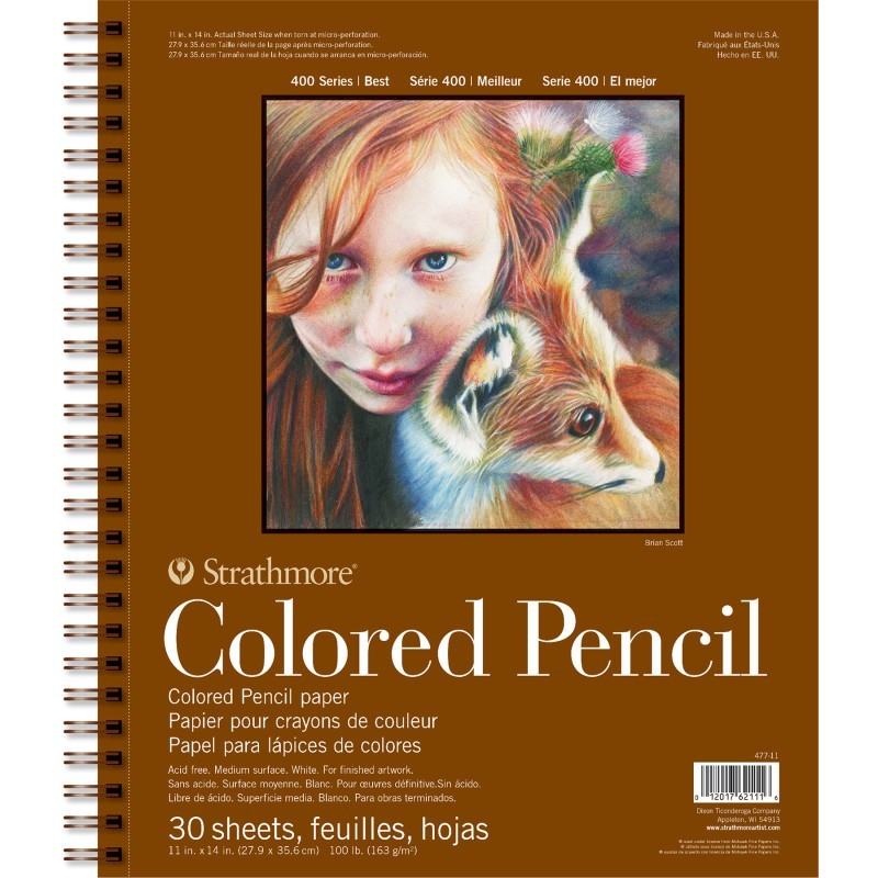 Strathmore 400 Series Colored Pencil Paper Pad, Side Wire Binding, 30 Sheet, 11x14 inch, 1 Count