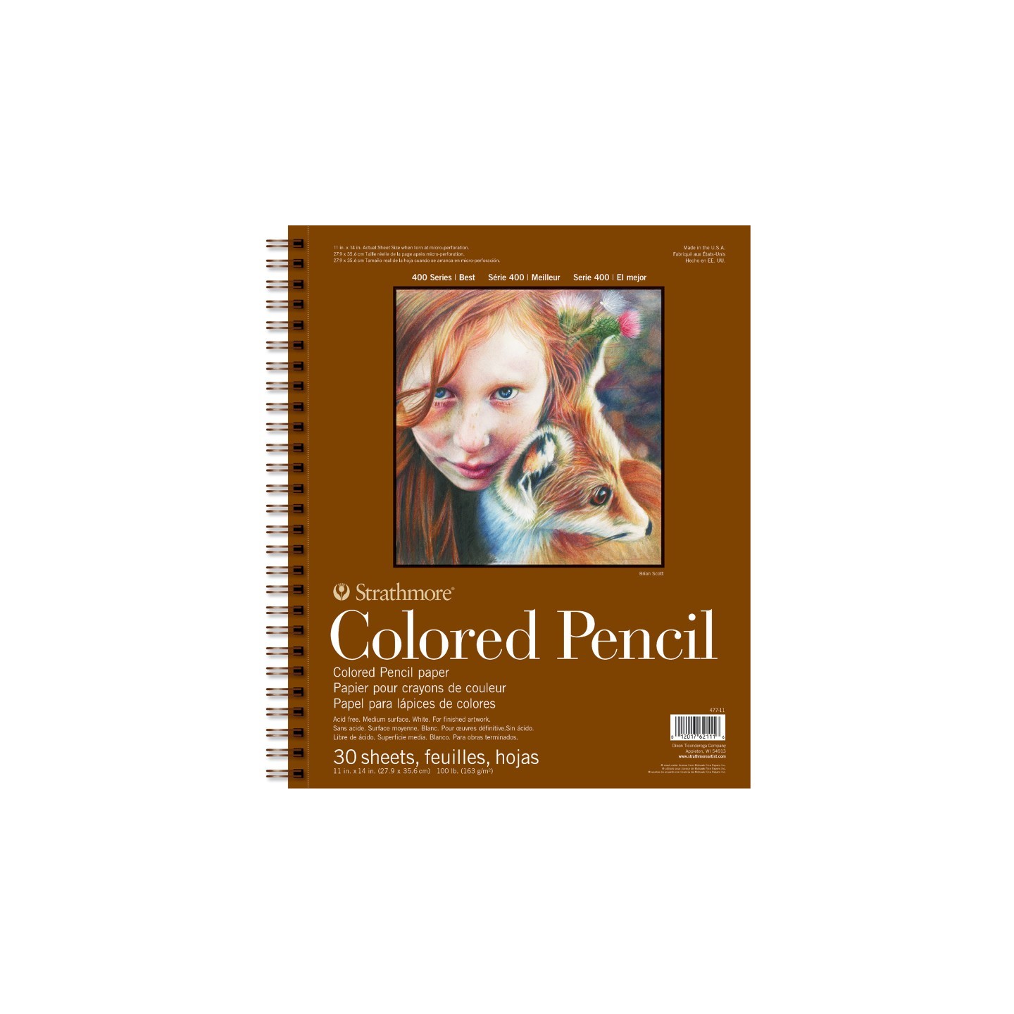 Strathmore 400 Series Colored Pencil Paper Pad, Side Wire Binding, 30 Sheet, 11x14 inch, 1 Count